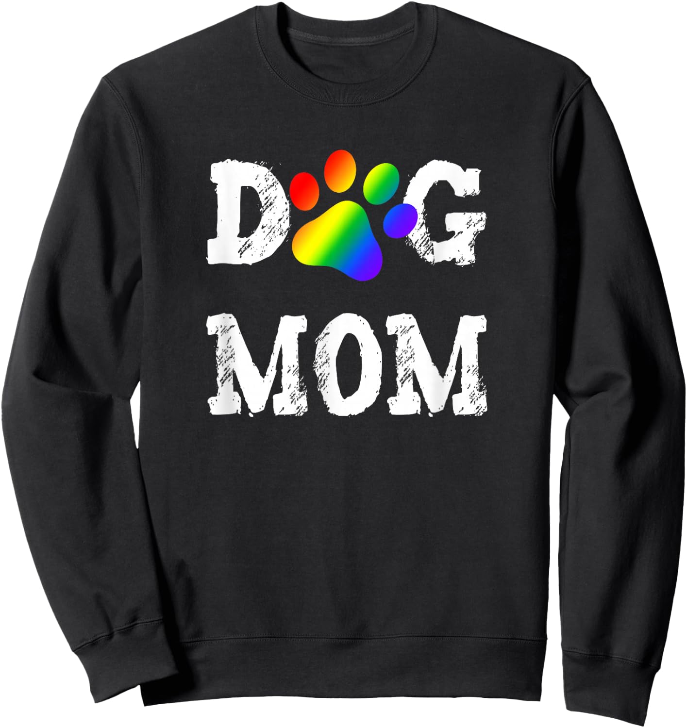 Lesbian Dog Mom Gift Gay Pride Dog Lover Rainbow Puppy Paw Women Kids Sweatshirt - Sweatshirt | Black
