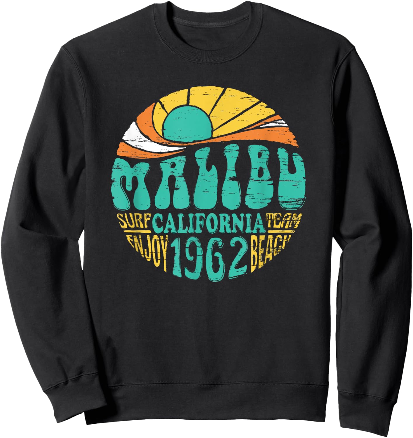 Malibu California Retro Surf Team Beach Shirt Women Kids Sweatshirt - Sweatshirt | Black