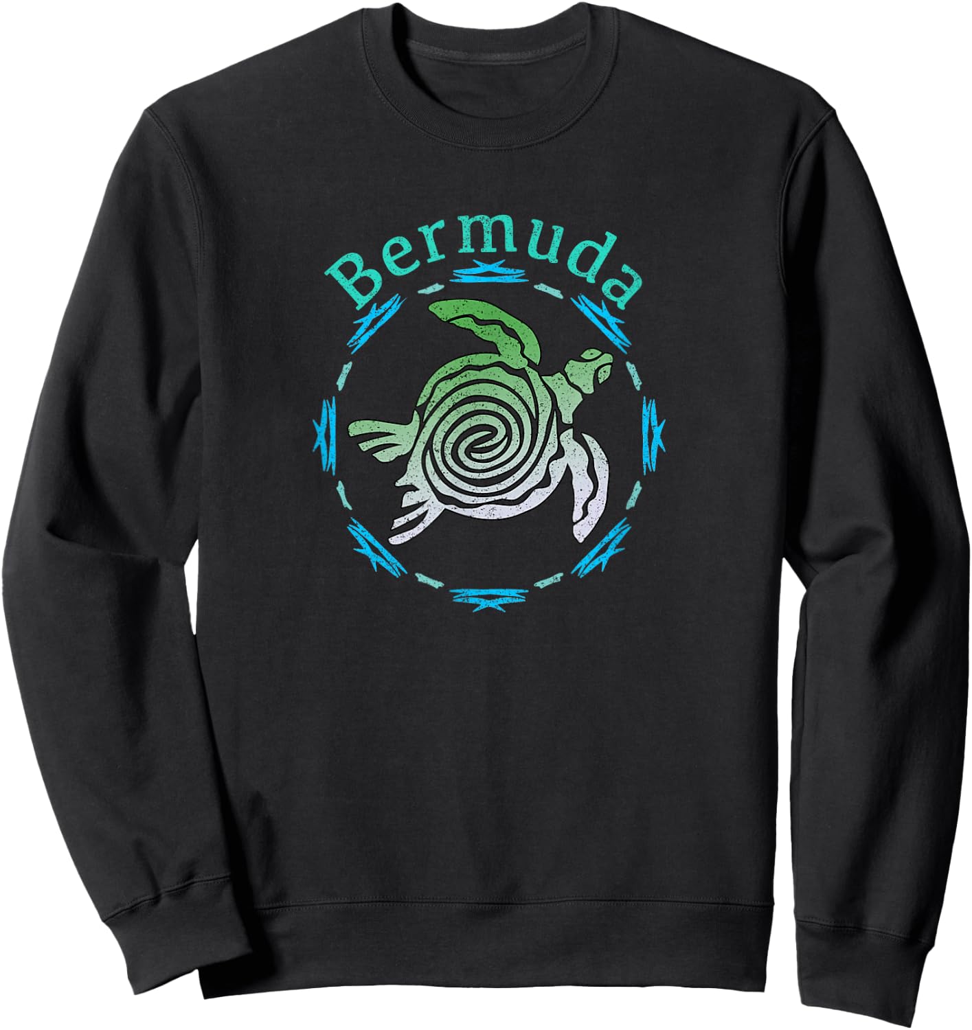 Bermuda Vintage Tribal Turtle Gift Sweatshirt - Sweatshirt | Black