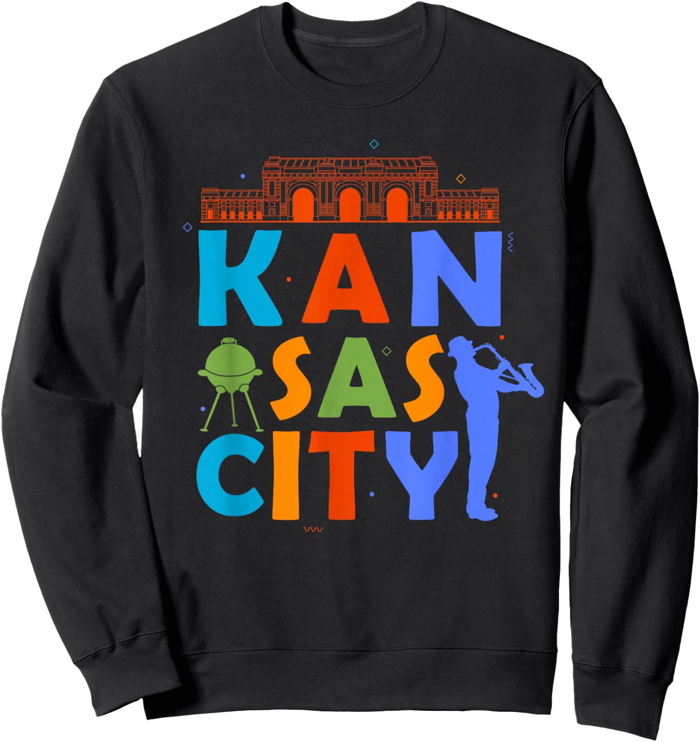 Kansas City Souvenir Jazz Music Saxophone Missouri Sweatshirt - Sweatshirt | Black