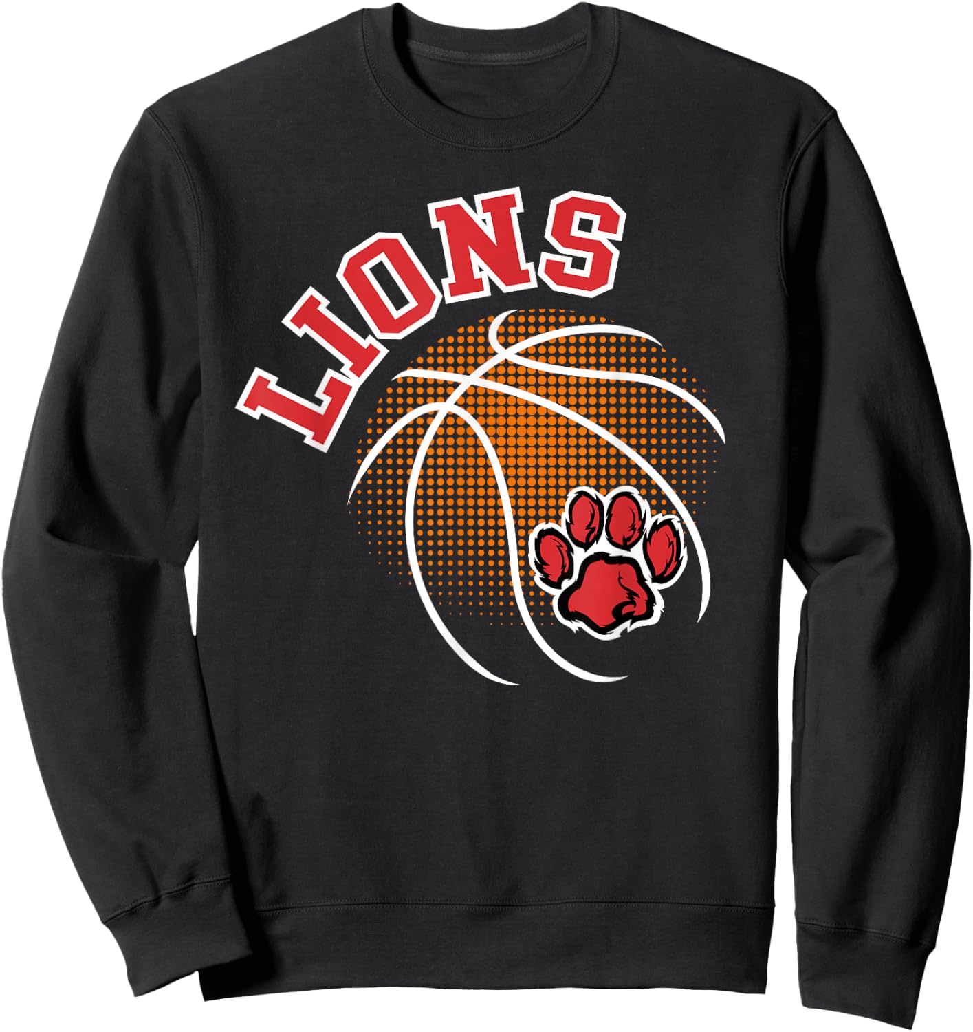 Lions Basketball Red Lion Pride School Spirit Lion Mascot Sweatshirt - Sweatshirt | Black