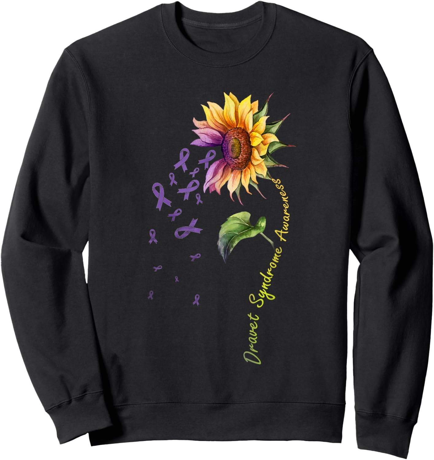 Dravet Syndrome Awareness Sunflower Shirt Sweatshirt - Sweatshirt | Black
