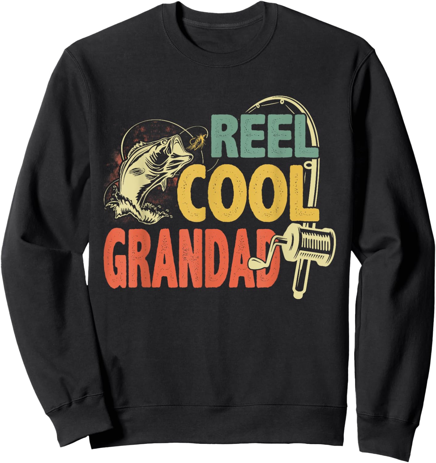 Retro Vintage Reel Cool Grandad Father's Day For Dad Papa Sweatshirt - Sweatshirt | Black