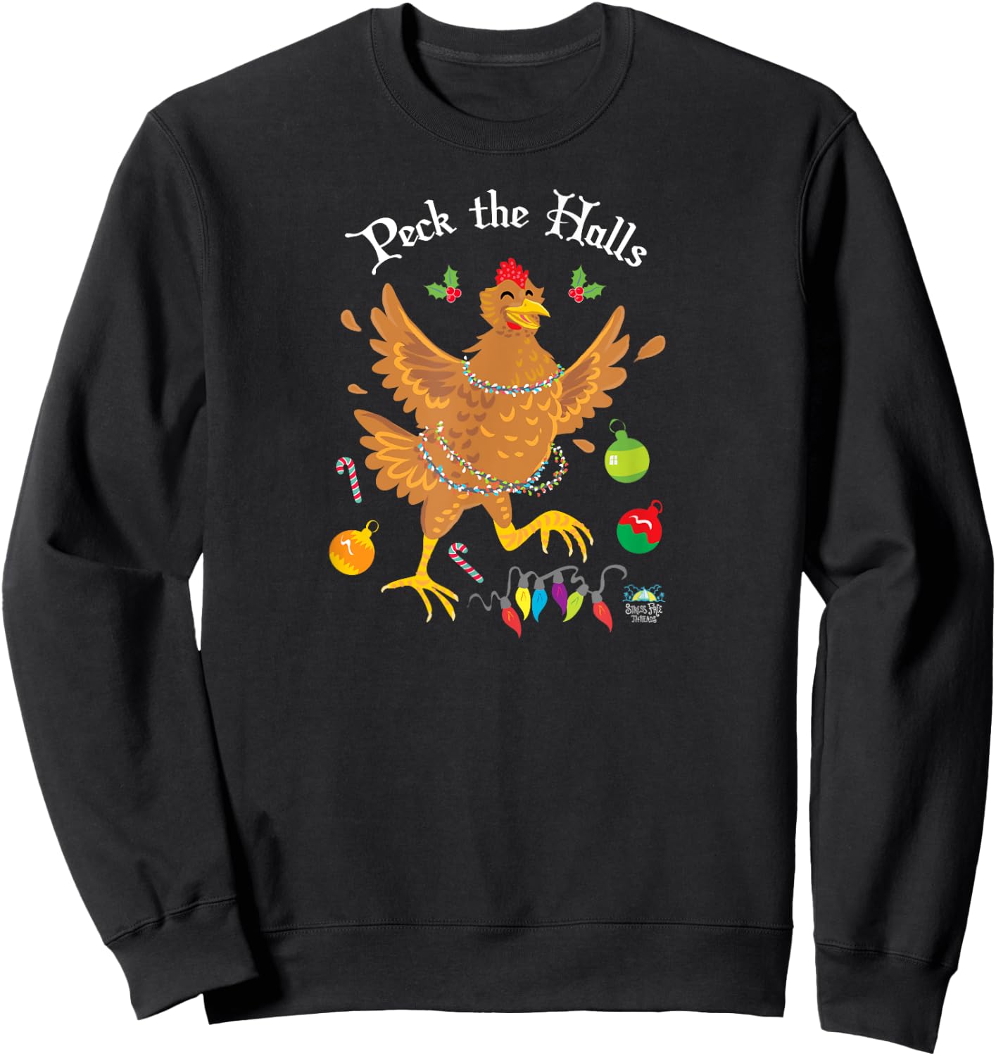 Peck the Halls Chicken Christmas Shirt Sweatshirt - Sweatshirt | Black
