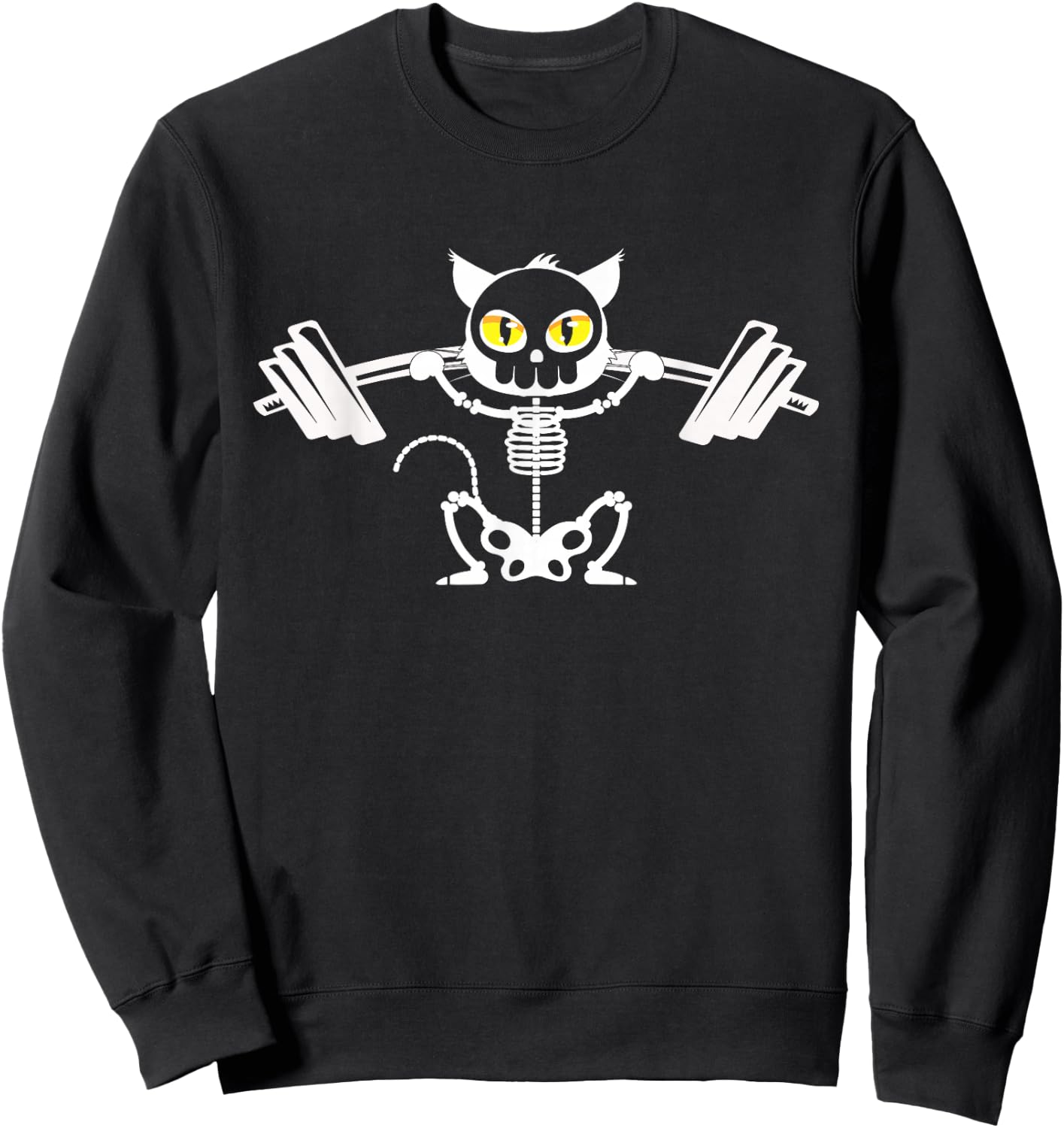 Cat Skeleton Deadlift Powerlifting Sweatshirt - Sweatshirt | Black