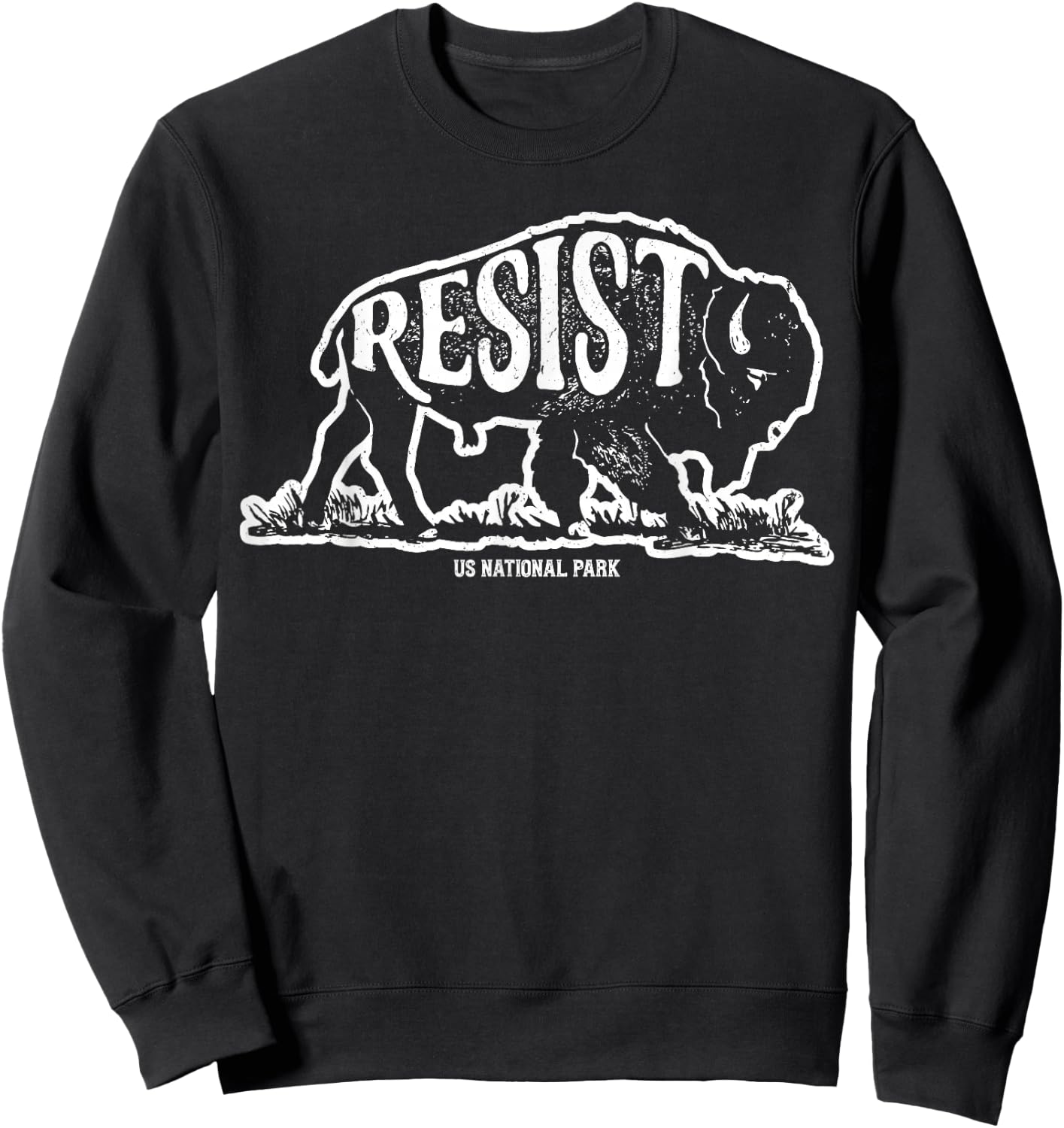 ALT US National Park Resist Service T shirt Bison Vintage Sweatshirt - Sweatshirt | Black