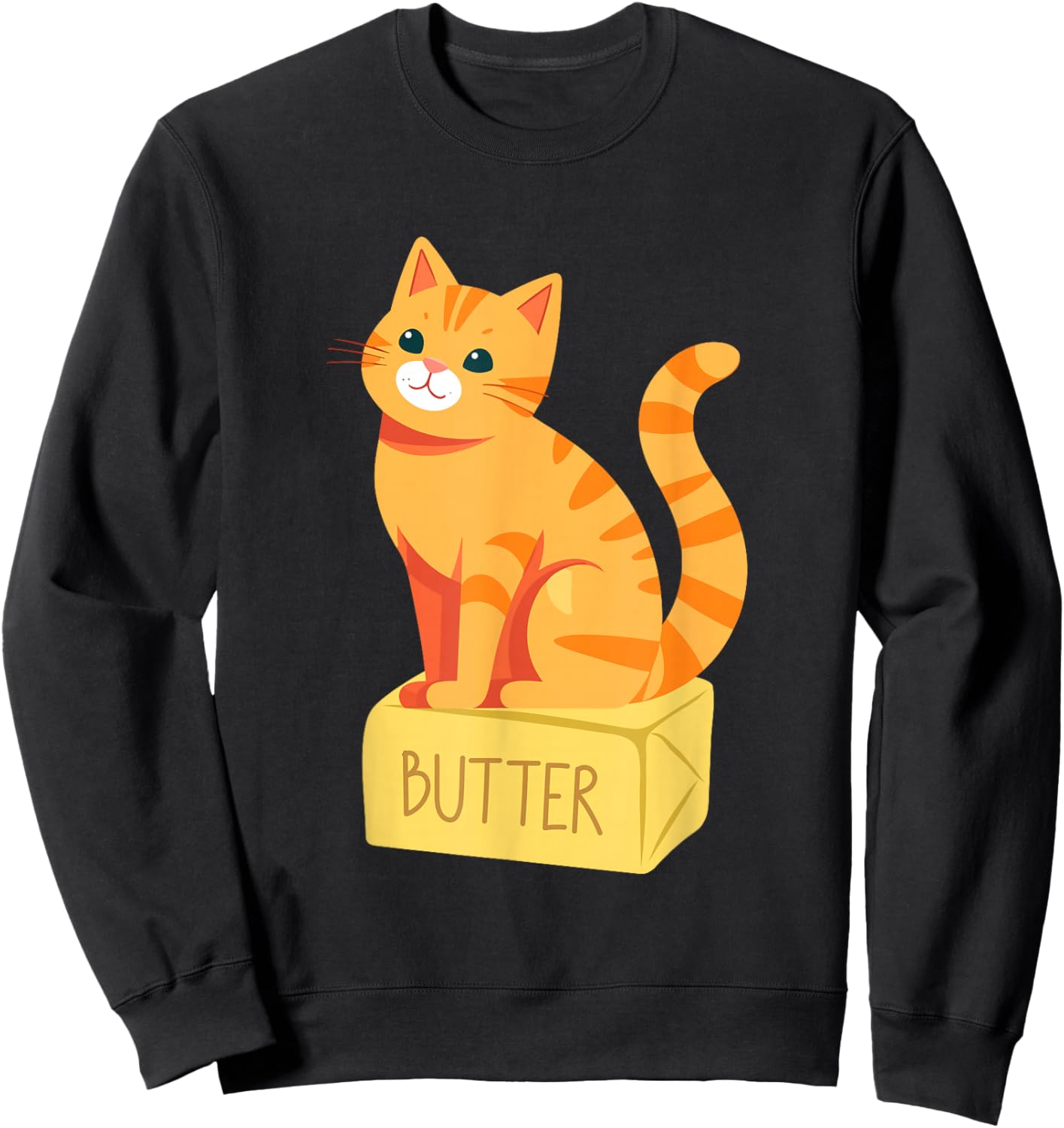Cute The butter cat had a cat sitting on a stick of butter Sweatshirt - Sweatshirt | Black