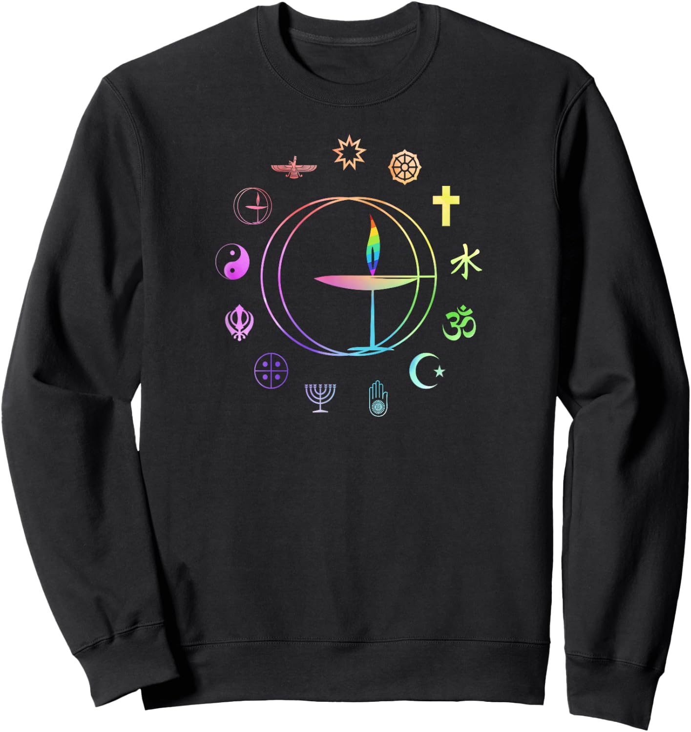Unitarian Universalist T Shirt - Rainbow UU Chalice Sweatshirt - Sweatshirt | Black