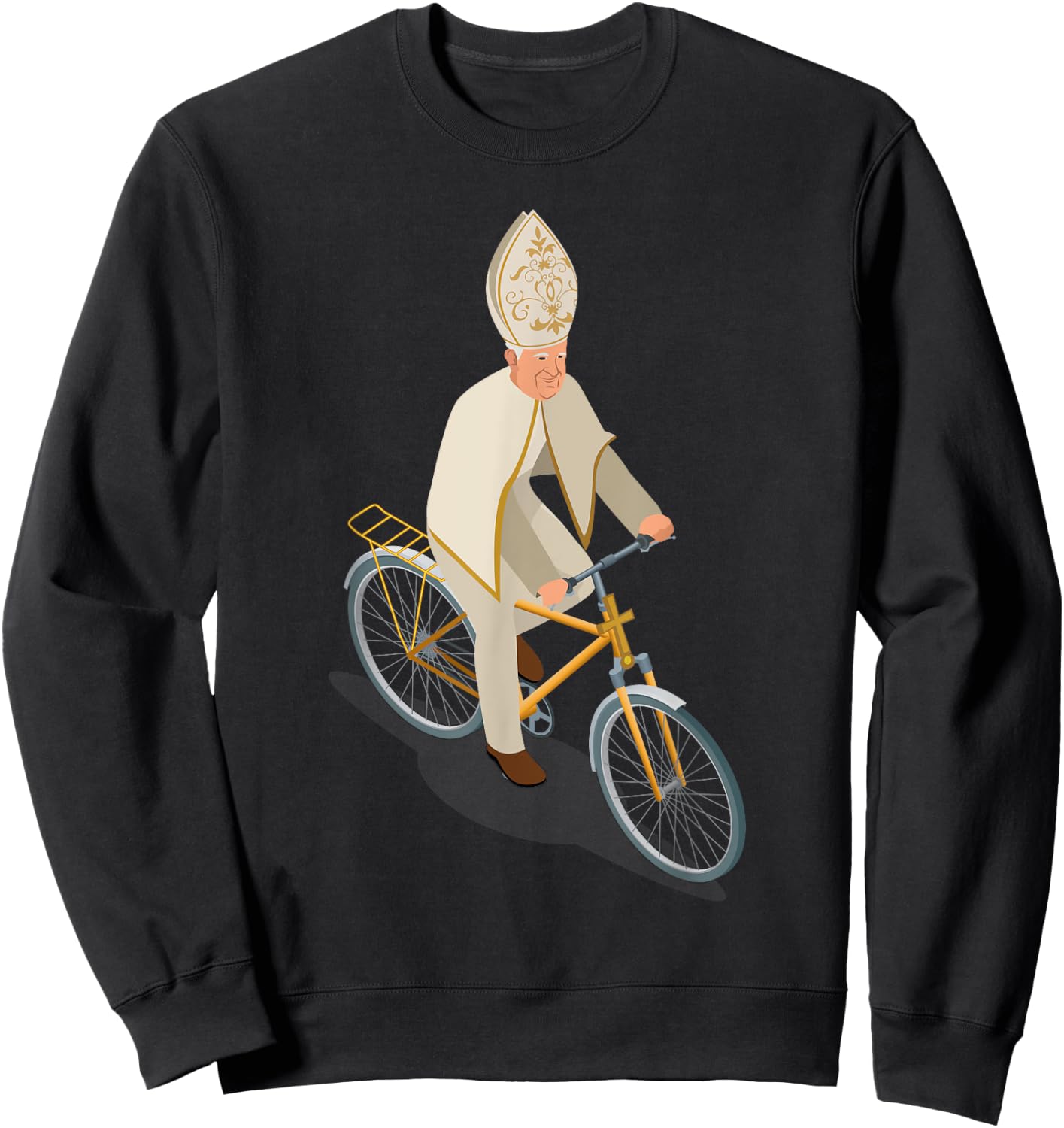 Pope Francis The Catholic Pope On A Bike Sweatshirt - Sweatshirt | Black