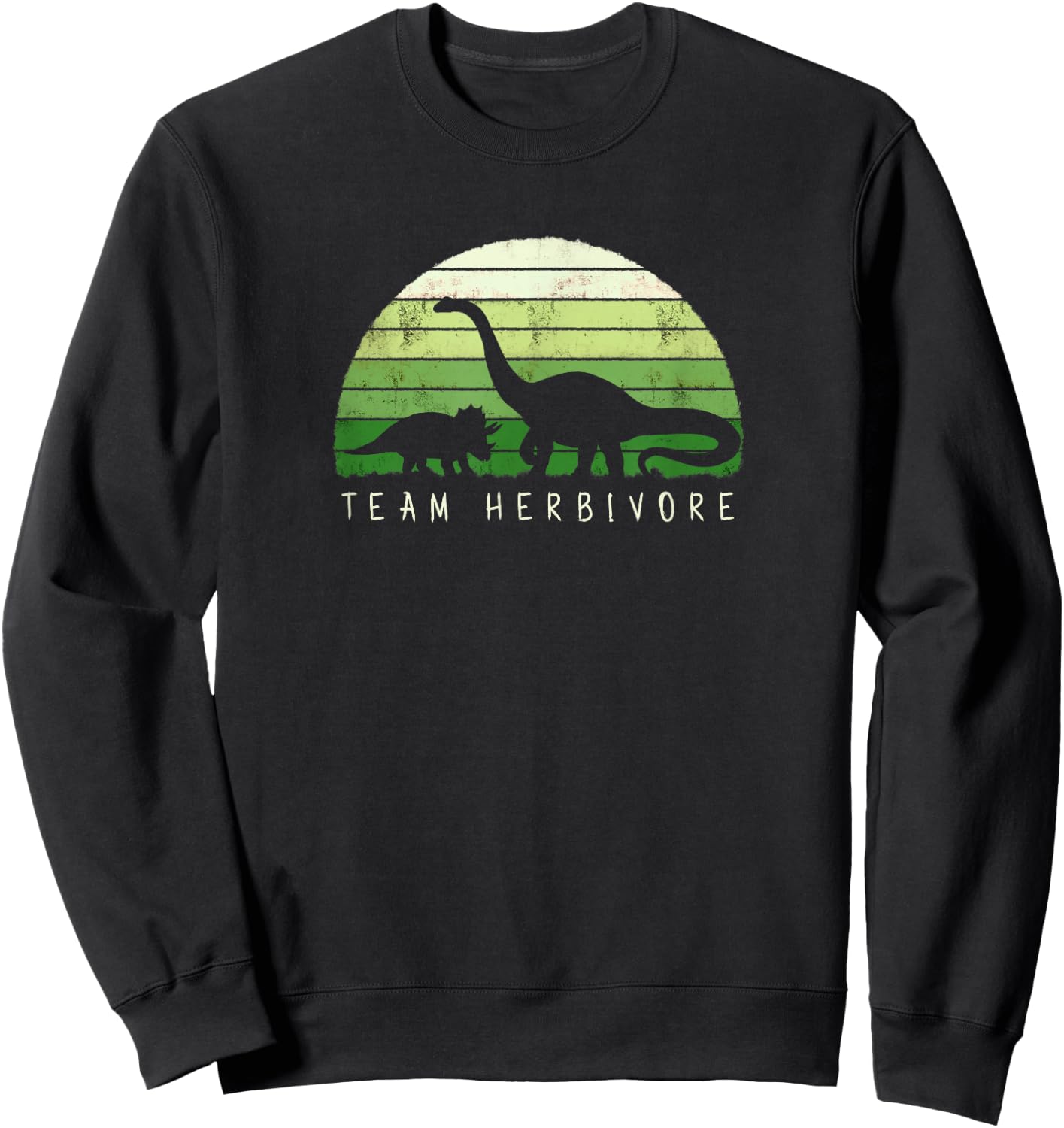 Team Herbivore Dinosaur Dino vegetarian vegan Sweatshirt - Sweatshirt | Black