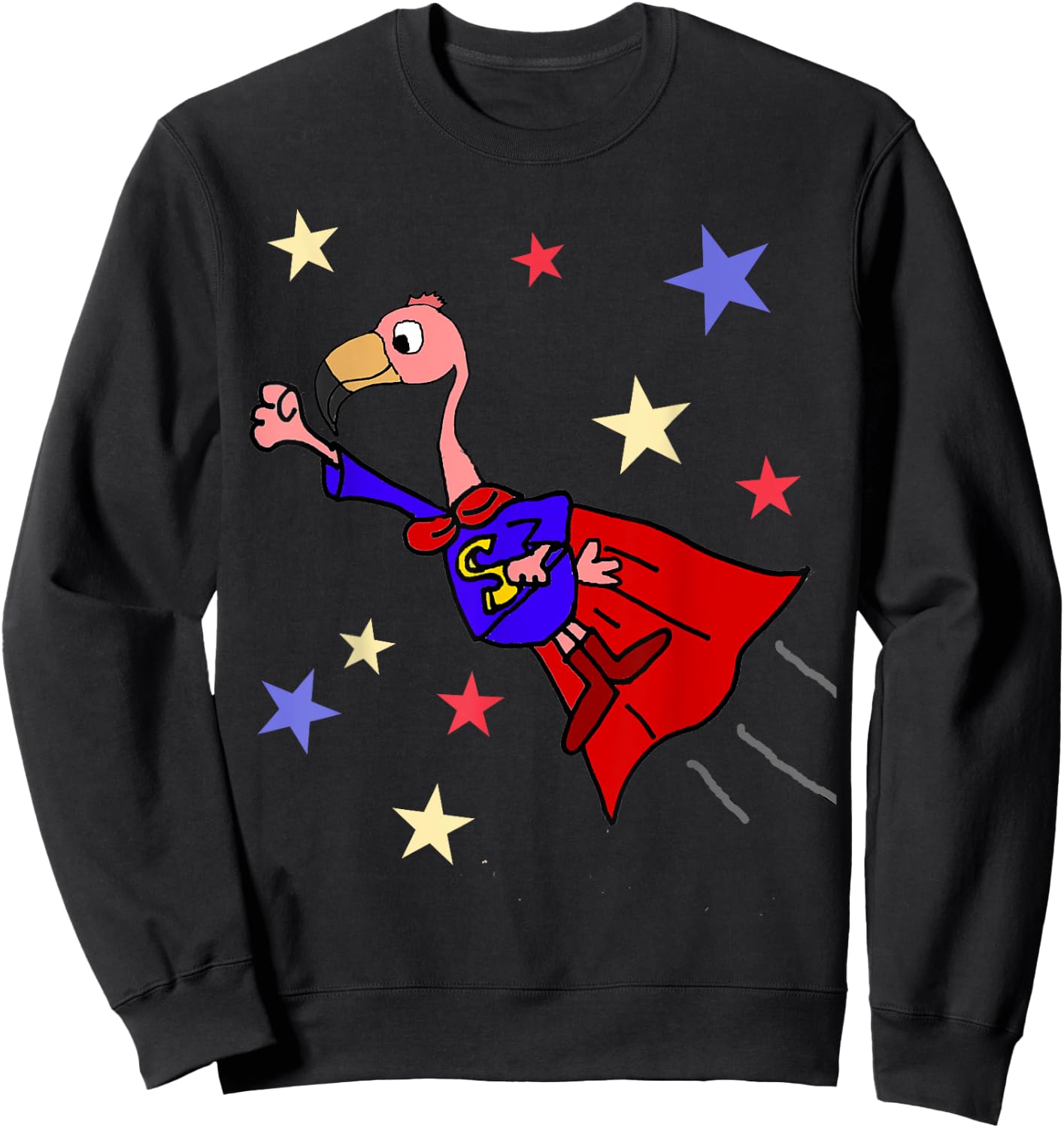 SmileteesFunny Funny Flamingo Flying Superhero Sweatshirt - Sweatshirt | Black