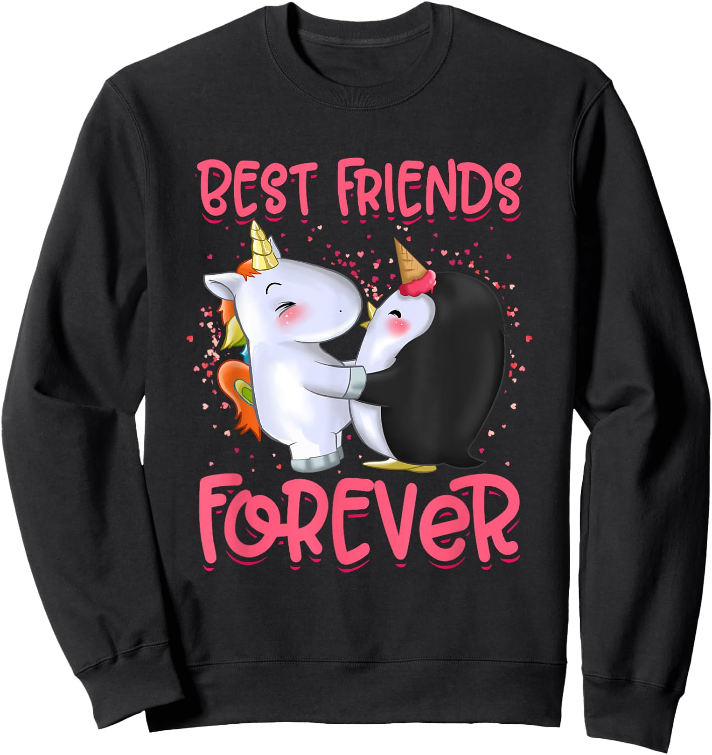 Girls Unicorn Clothes Dress Penguin Outfit Stuff Gift BFF Sweatshirt - Sweatshirt | Black