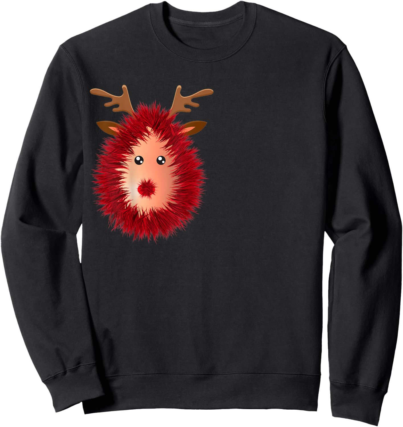 Funny Reindeer Boobs Ugly Christmas Sweater Tinsel Deer Nose Sweatshirt - Sweatshirt | Black