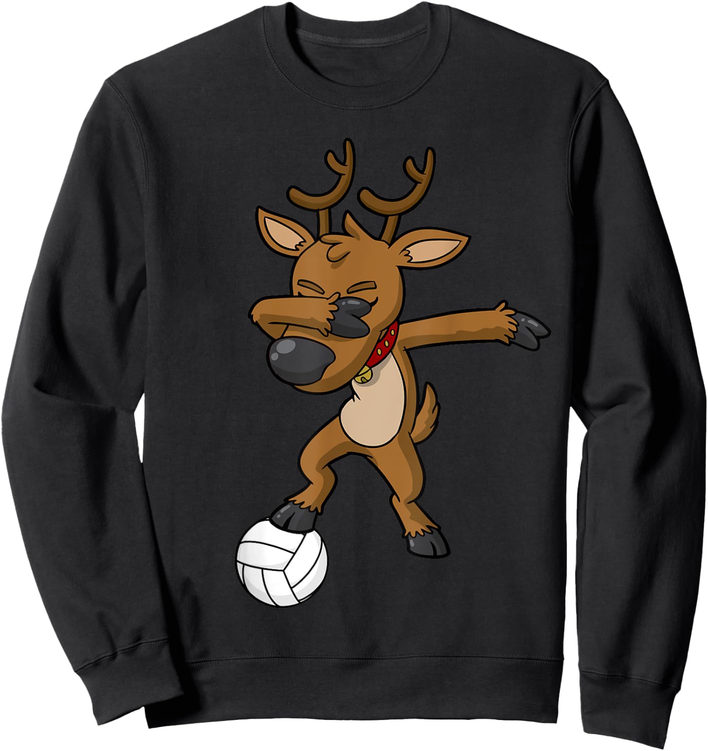 Volleyball Dabbing Reindeer Christmas Sweatshirt - Sweatshirt | Black