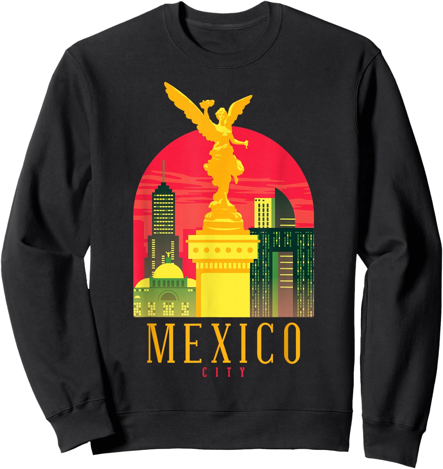Mexico City Angel of Independence Statue Souvenir Sweatshirt - Sweatshirt | Black