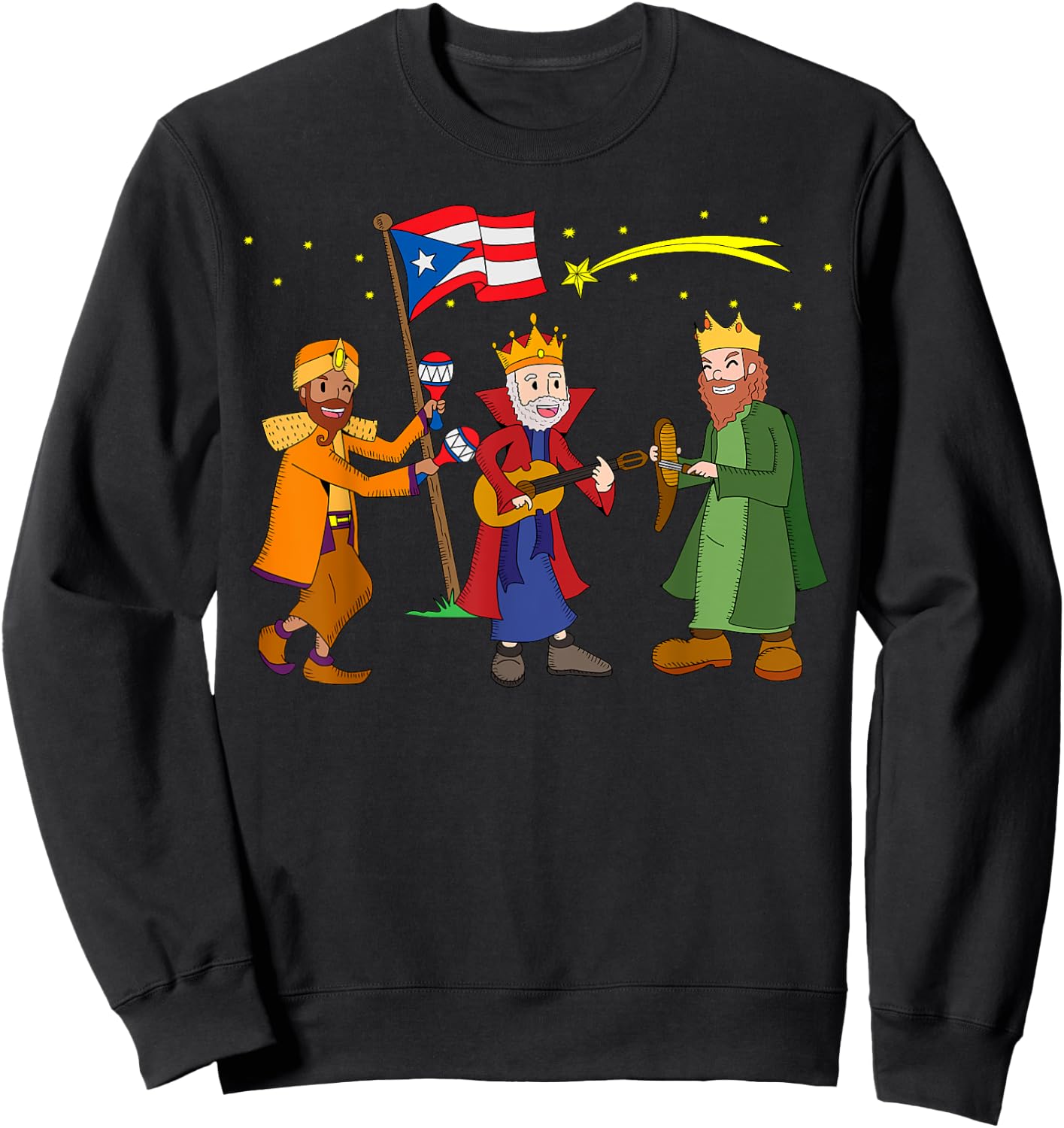 Playa Serena Funny Christmas Puerto Rico Christmas Tres Reyes Magos Three Wise Men -Adults Sweatshirt - Sweatshirt | Black