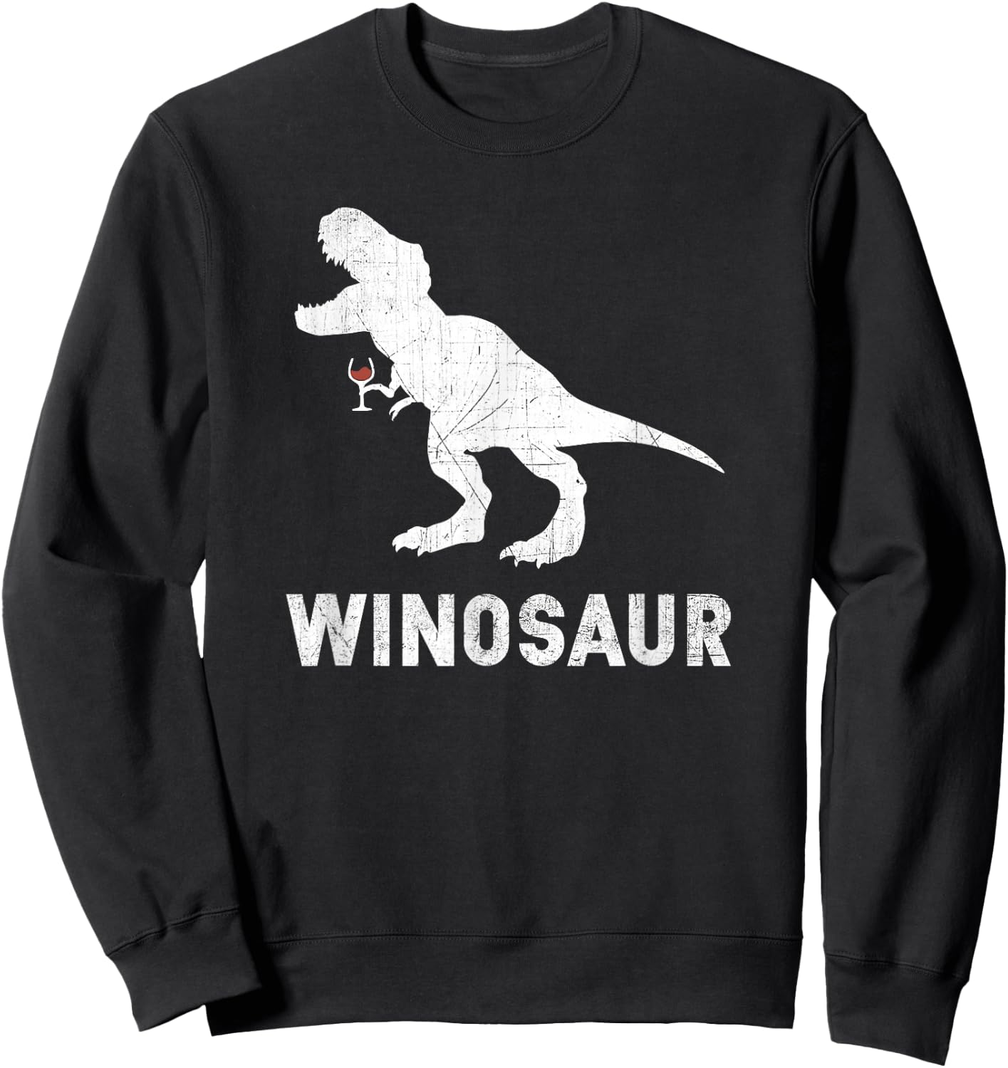 Winosaur Red Wine Drinking Dinosaur T-Rex T shirt Sweatshirt - Sweatshirt | Black
