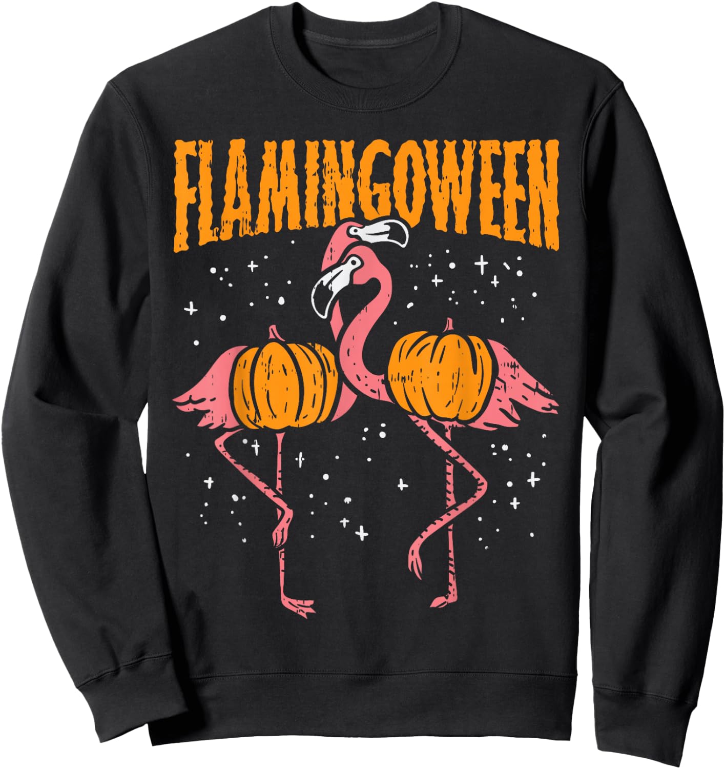 Flamingoween Pumpkin Flamingos Funny Bird Halloween Costume Sweatshirt - Sweatshirt | Black