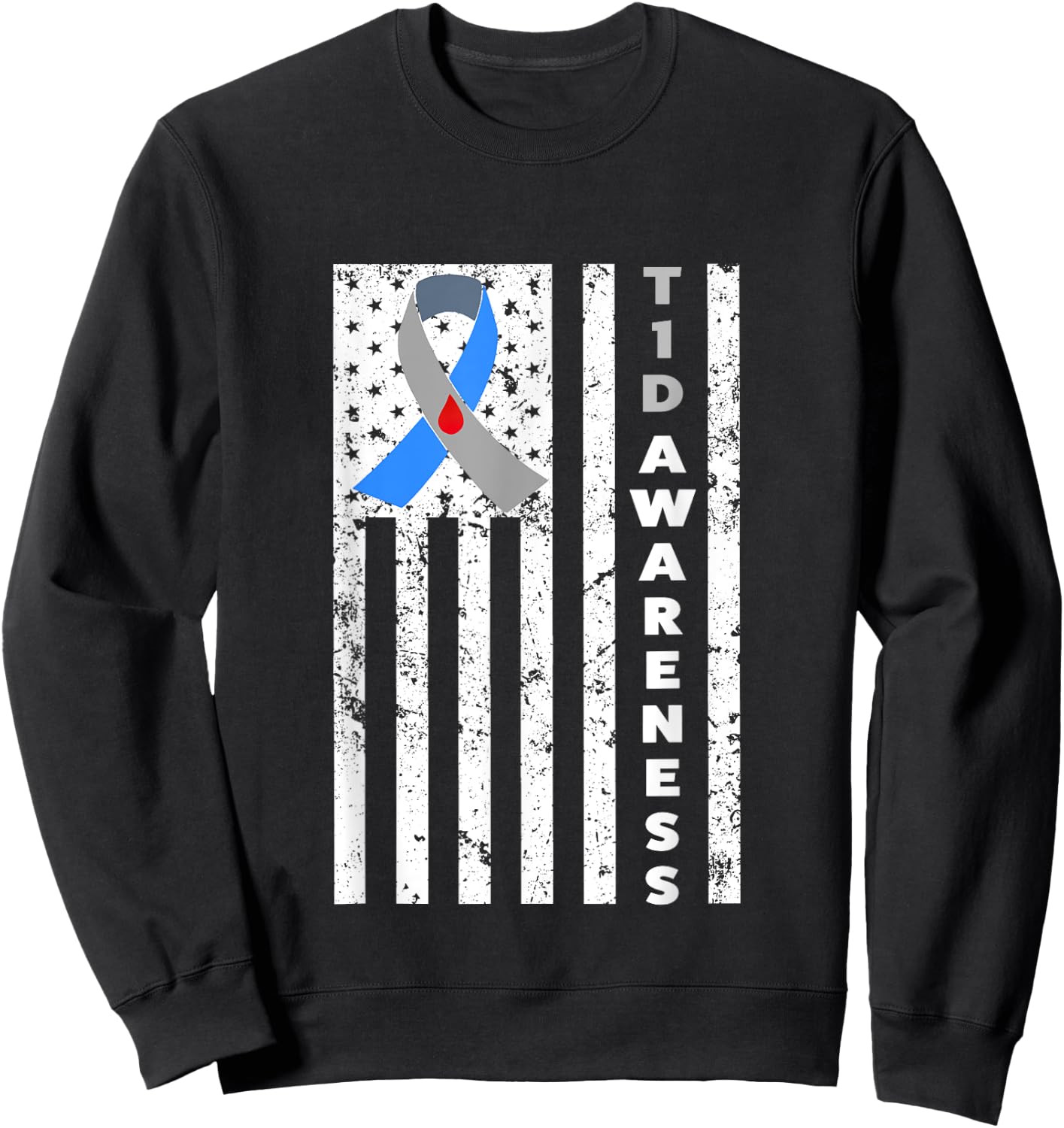 Type 1 Diabetes T1D Awareness Support Ribbon shirt Sweatshirt - Sweatshirt | Black