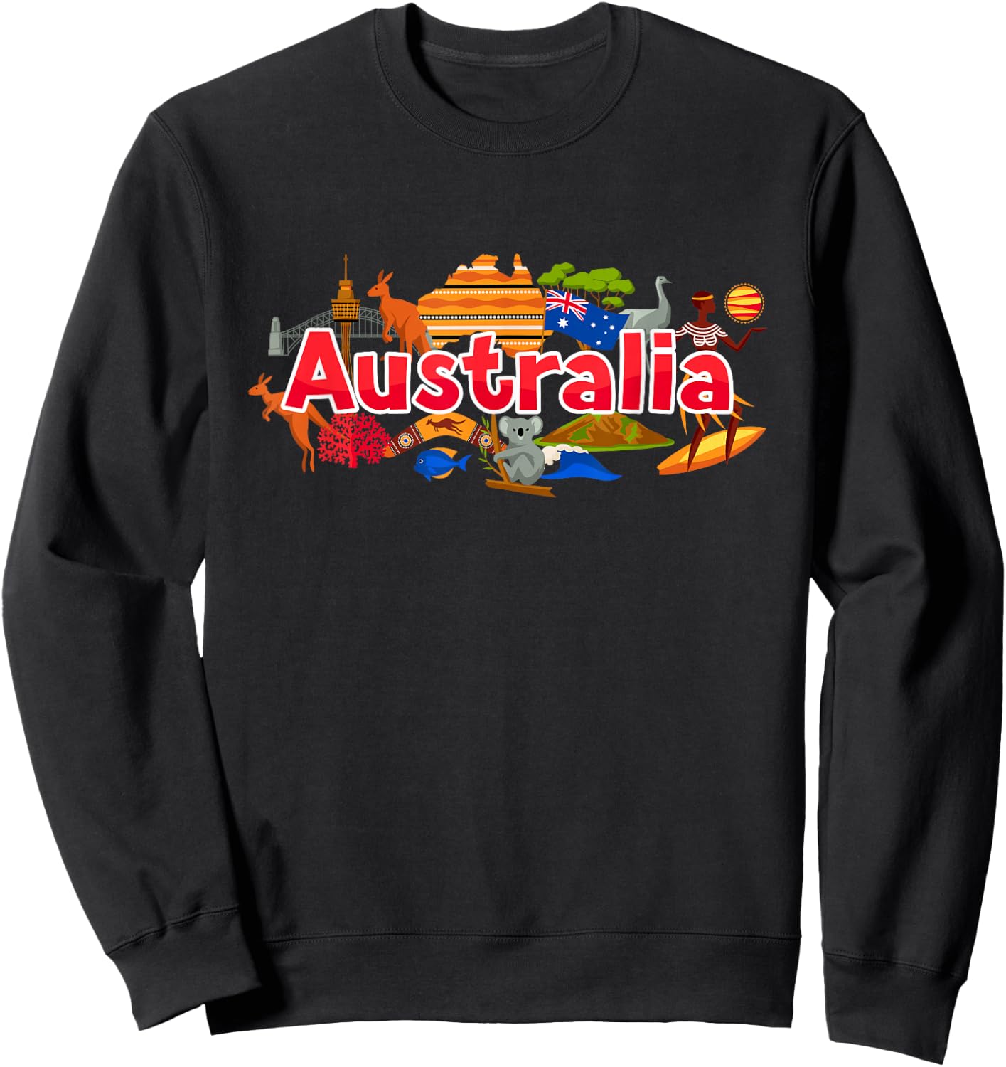 Australia Down Under Culture Australian Flag Map Gift Sweatshirt - Sweatshirt | Black
