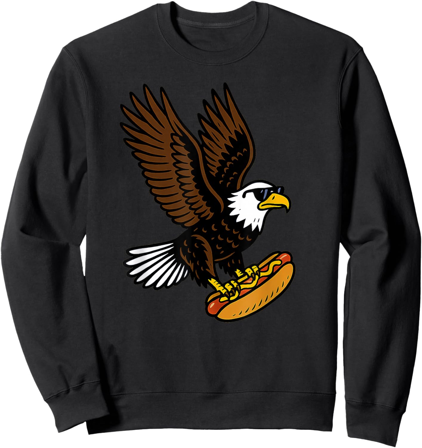 Hot Dogs USA Eagle 4th of July America Cool Rizz Kids Summer Sweatshirt - Sweatshirt | Black