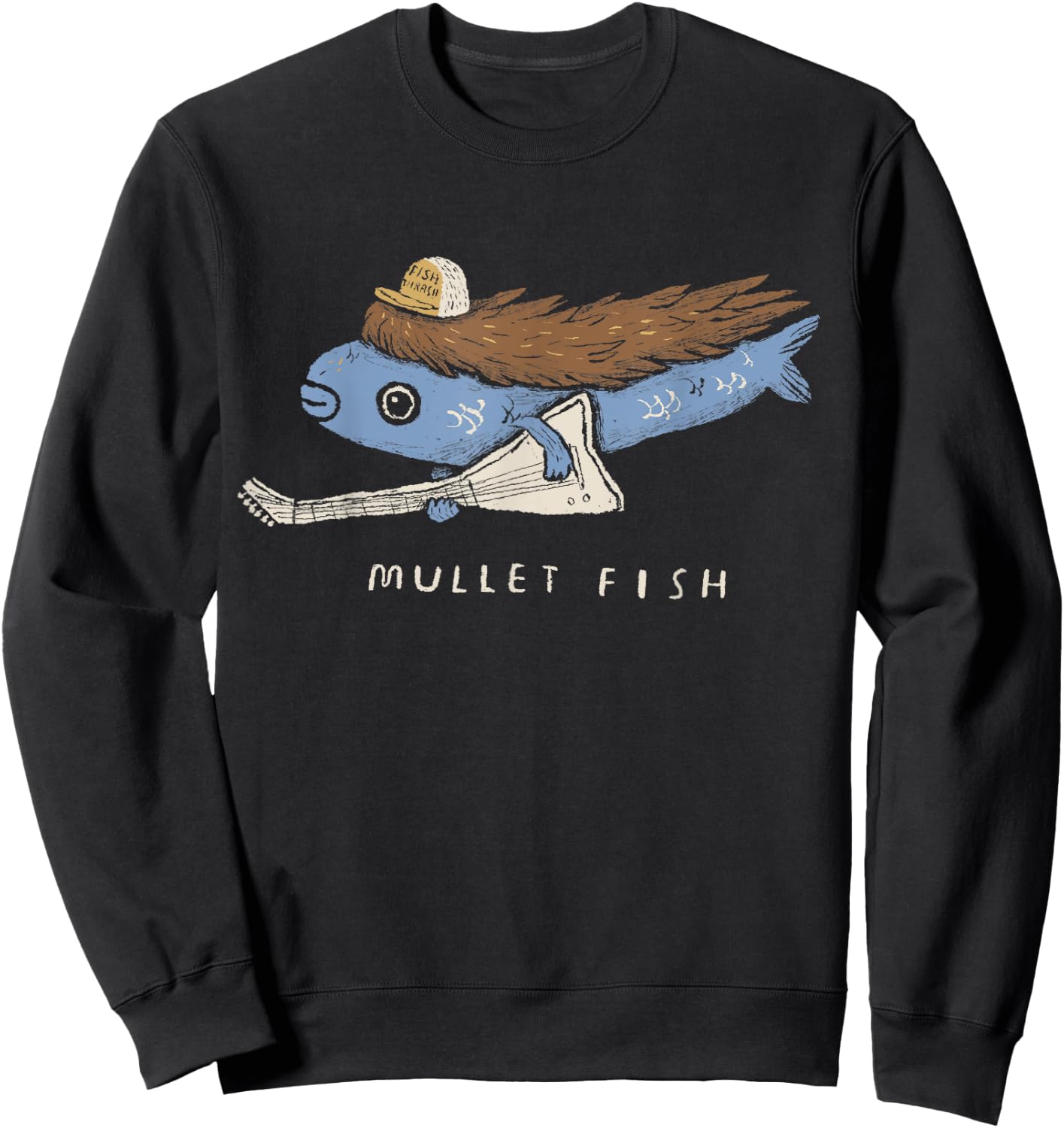 Funny Mullet Fish 80s Shirt. Heavy Metal. Fish . Sweatshirt - Sweatshirt | Black