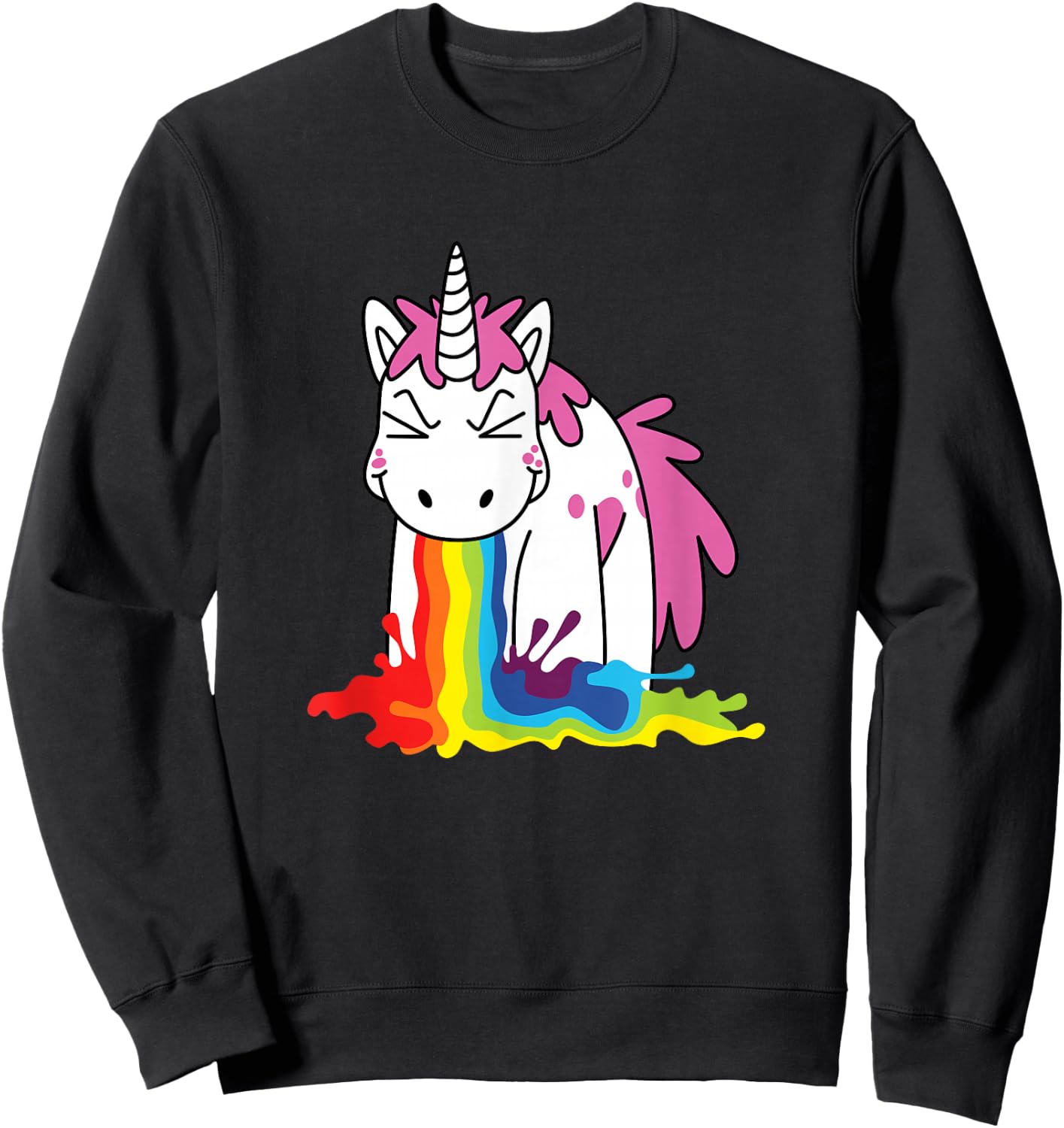 Cute unicorn throwing up a rainbow Sweatshirt - Sweatshirt | Black