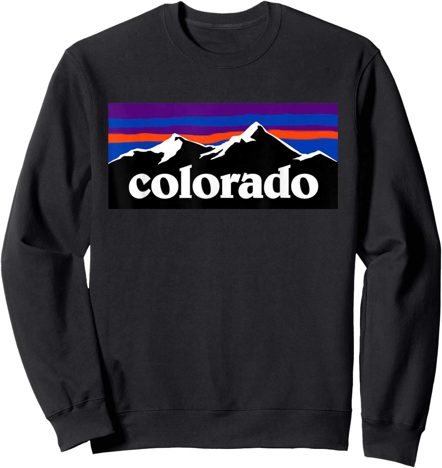 Colorado Mountains Sunset - Retro Outdoor Adventure Sweatshirt - Sweatshirt | Black