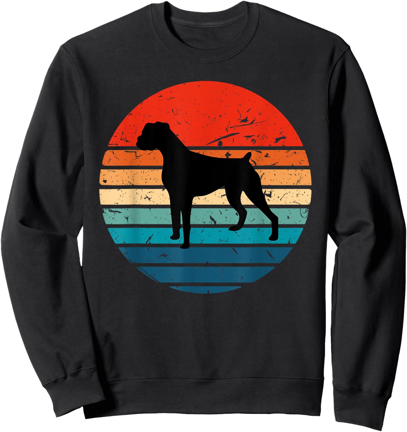 Boxer Dog Retro Vintage 70s 80s Silhouette Breed Gift Sweatshirt - Sweatshirt | Black