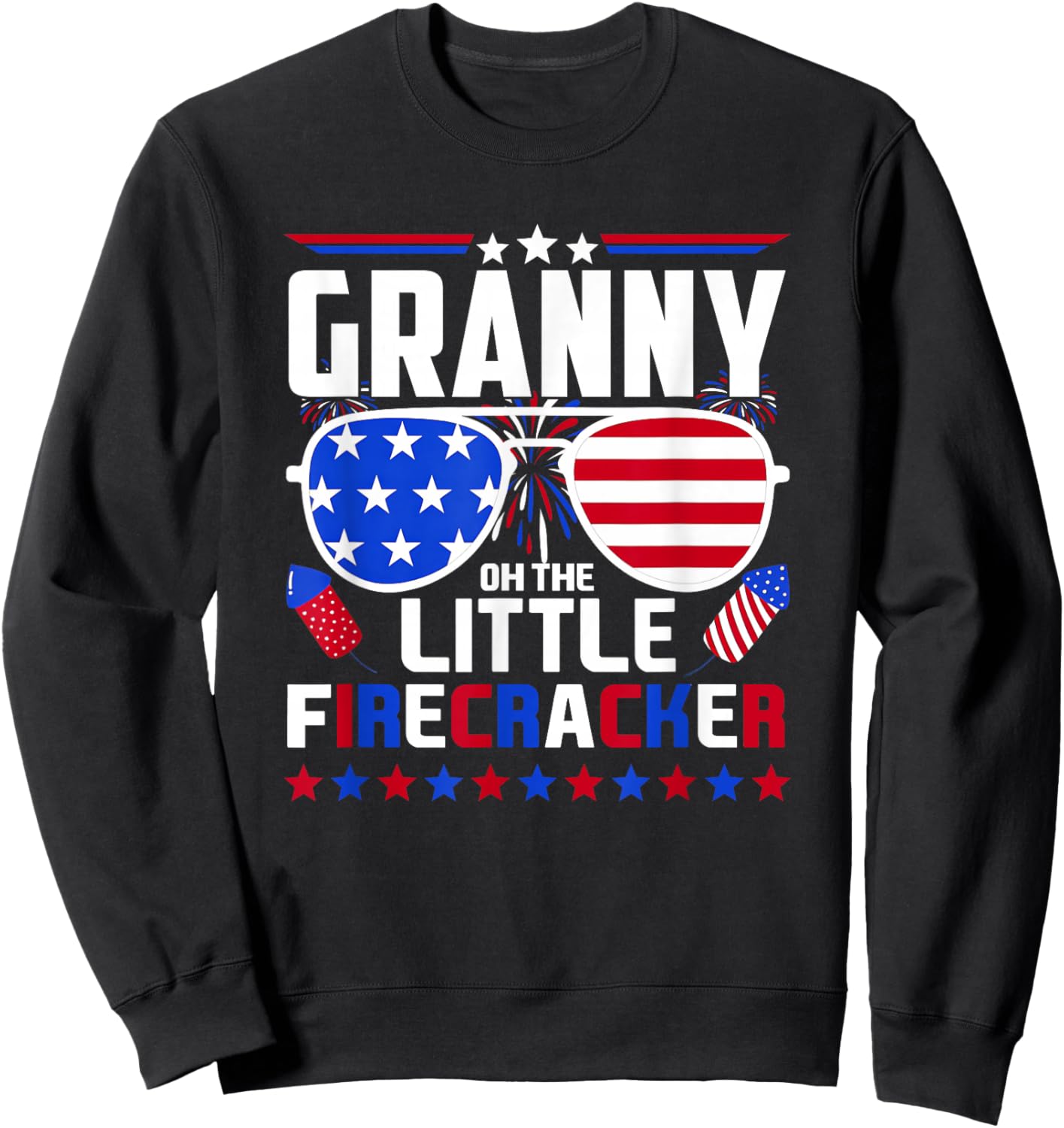 Granny of The Little Firecracker Fourth of July Birthday Sweatshirt - Sweatshirt | Black