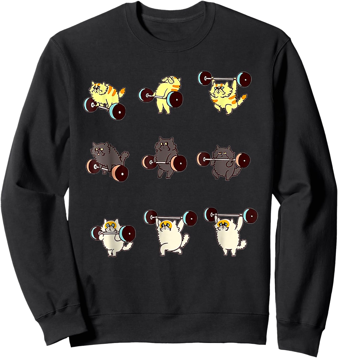 Weightlifting Cat Funny Workout Cat Lover Gifts Sweatshirt - Sweatshirt | Black