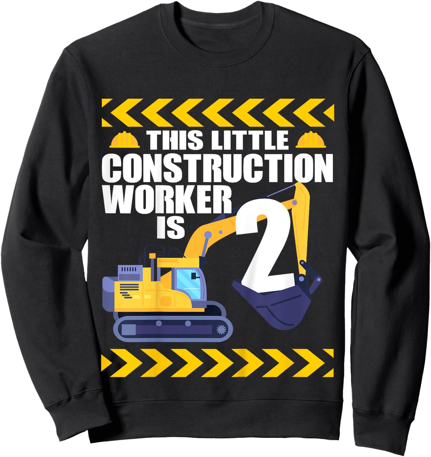 Kids 2 Year Old Construction Birthday Themed Party 2nd Boy Gift Sweatshirt - Sweatshirt | Black