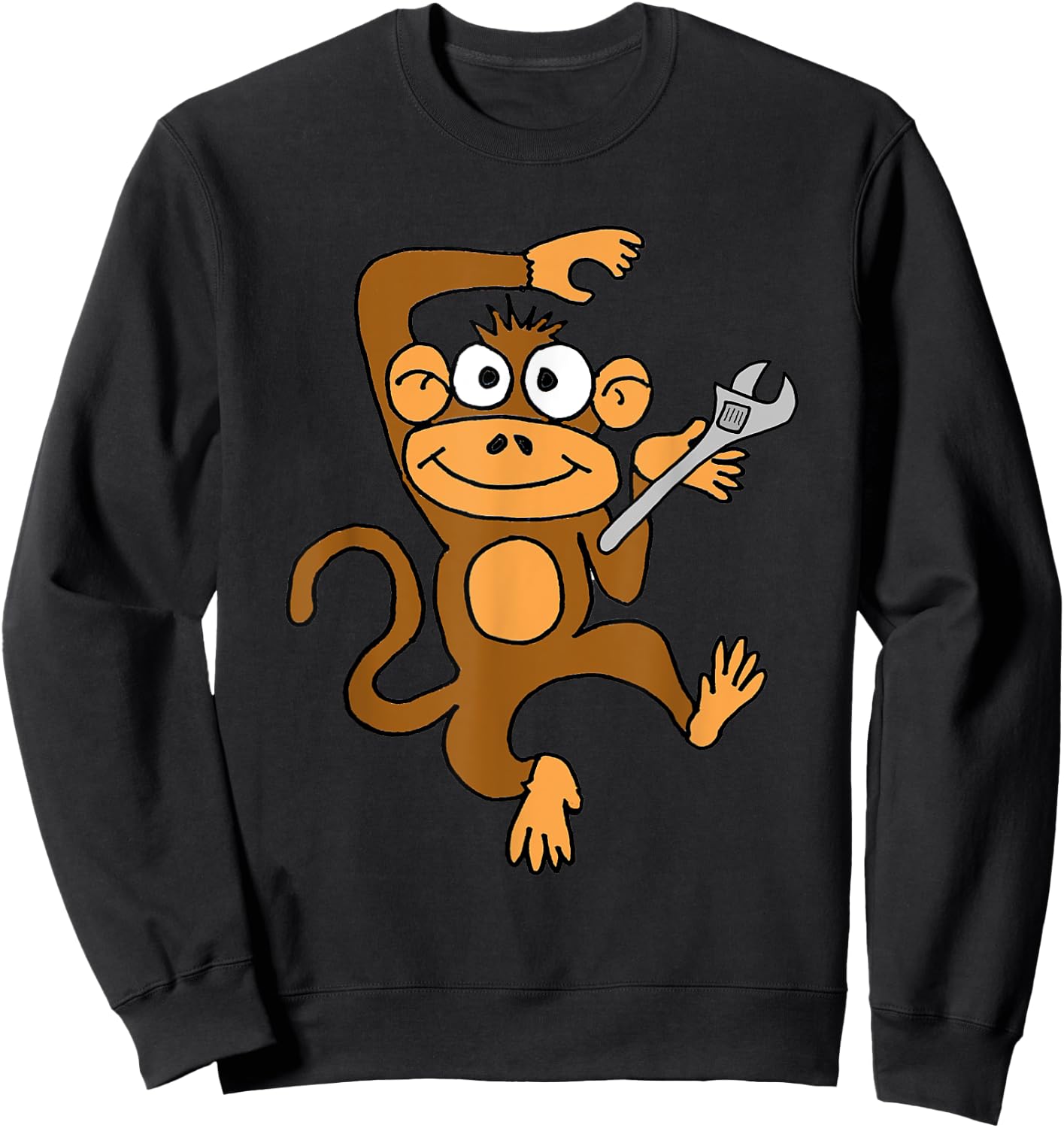 SmileteesAll Funny Monkey Wrench Cartoon Sweatshirt - Sweatshirt | Black