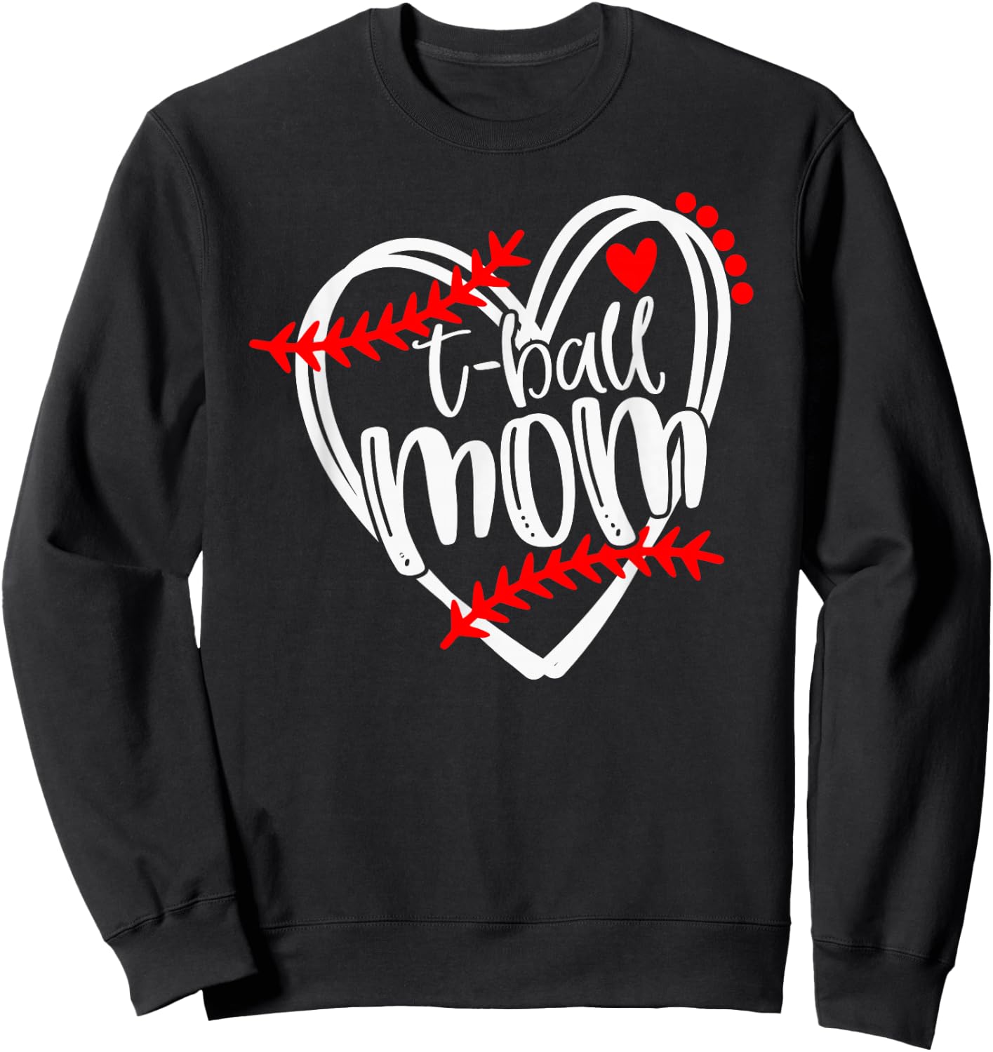 Tball MOM, T ball , Girls T-ball Heart Sweatshirt - Sweatshirt | Black