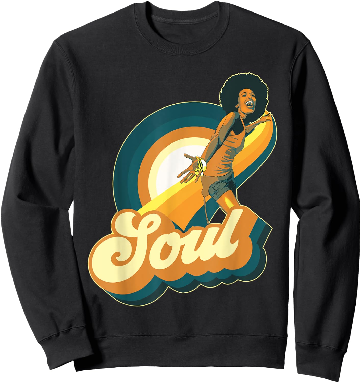 70s Funk Afro Disco Soul Sweatshirt - Sweatshirt | Black