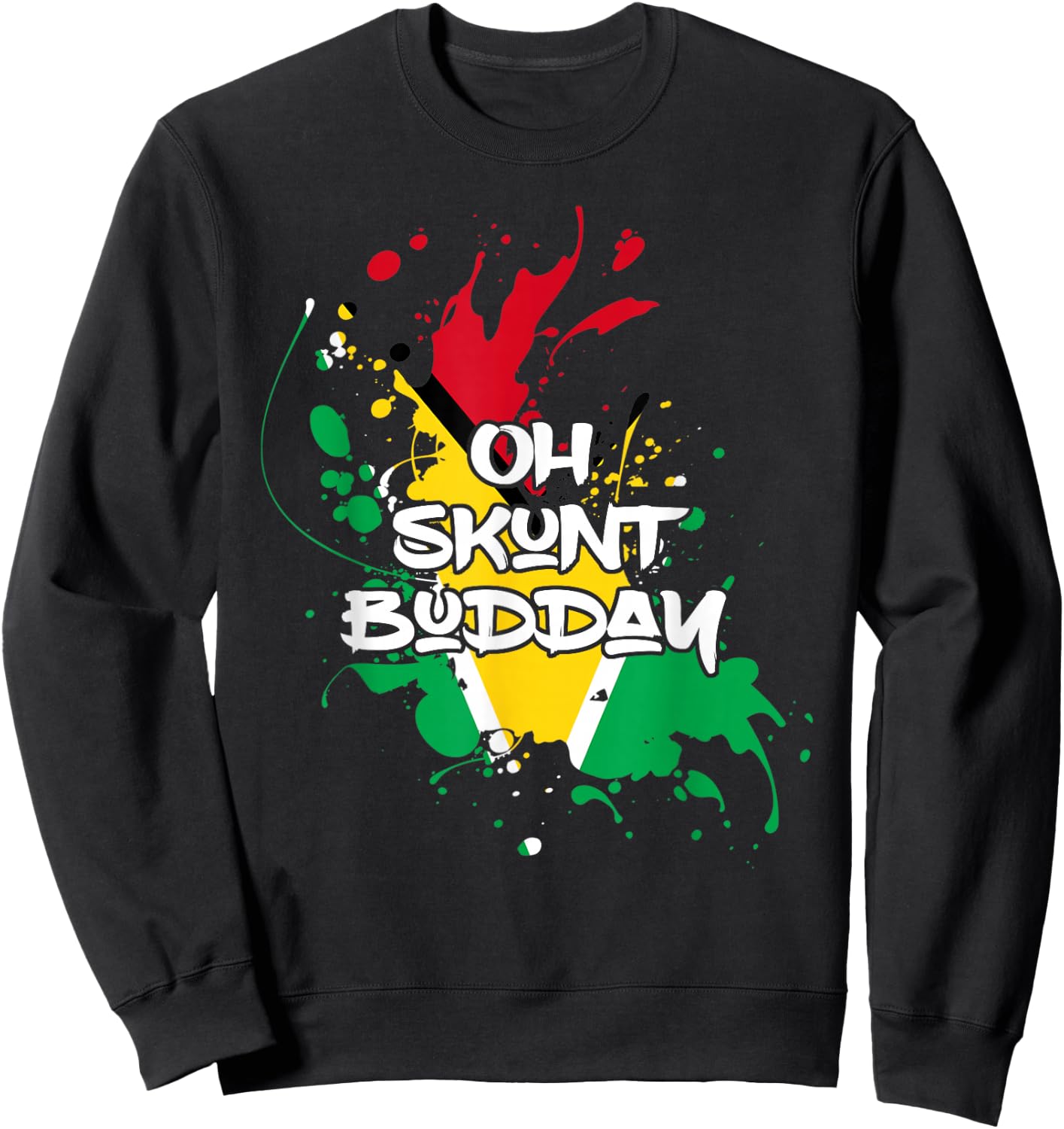 Skunt with Guyana Flag Funny Patriotic Sweatshirt - Sweatshirt | Black