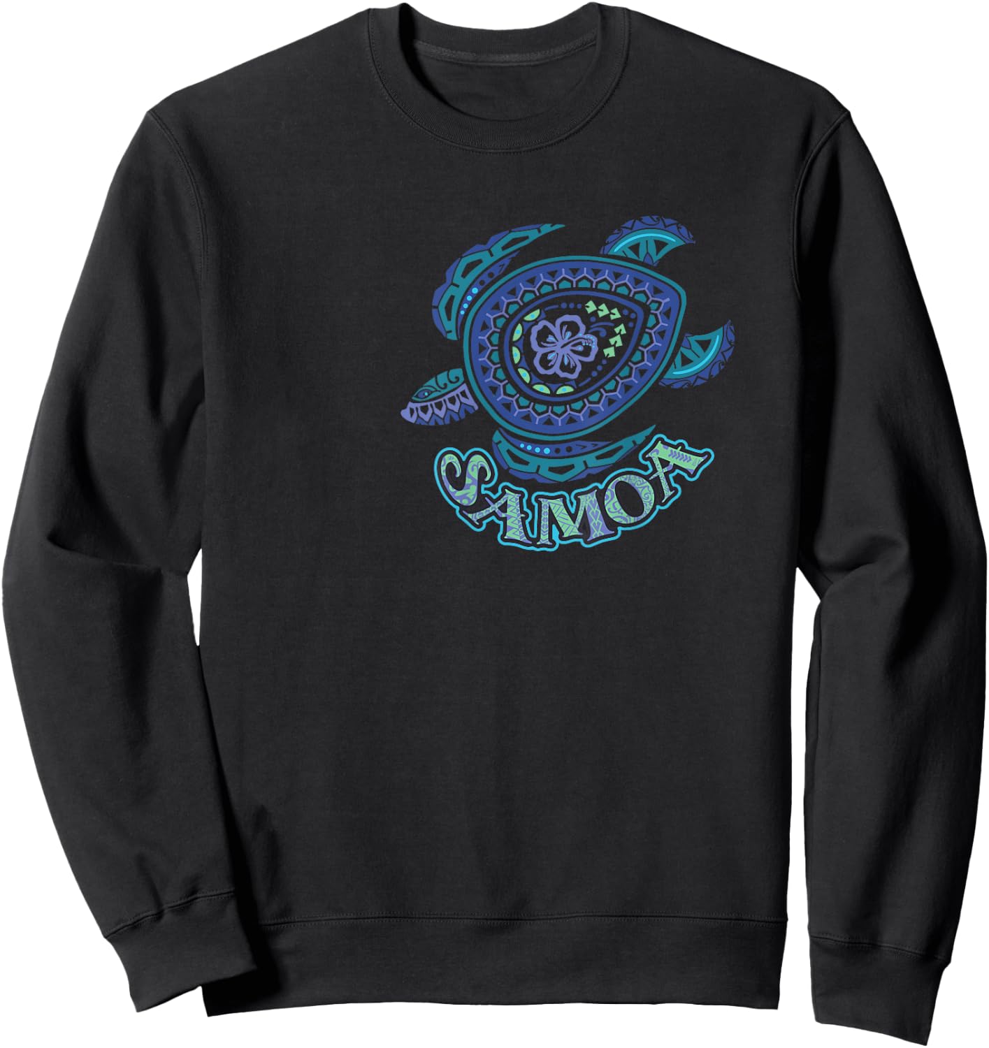 Vintage Samoan Tribal Turtle Sweatshirt - Sweatshirt | Black