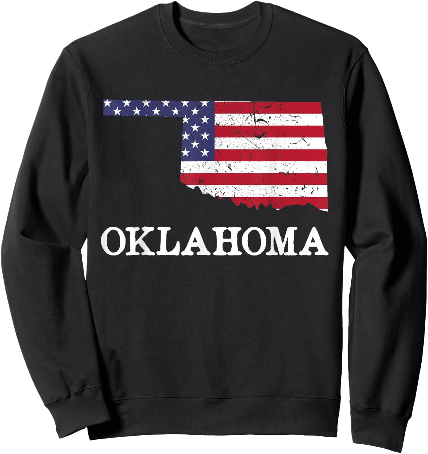 Oklahoma Map State American Flag Shirt 4th Of July Pride Women Kids Men Sweatshirt - Sweatshirt | Black
