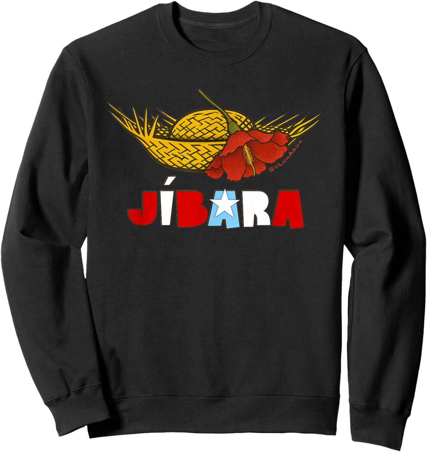 Puerto Rican Jibaro Pava Vibrant MAGA Flower Boricua Jibara Sweatshirt - Sweatshirt | Black