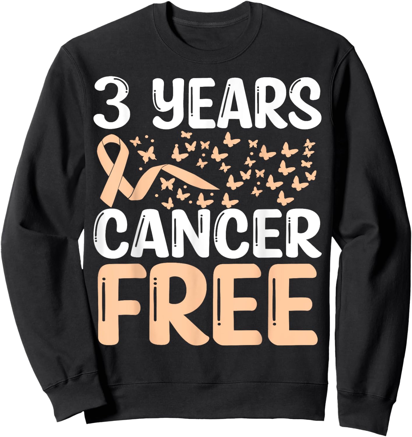 3 Years Uterine Cancer Free Uterine Cancer Survivor Ribbon Sweatshirt - Sweatshirt | Black