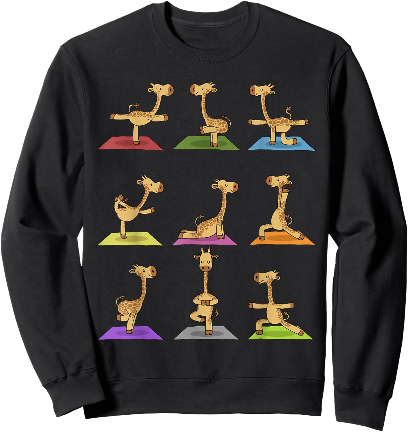 Giraffe Yoga Funny Giraffes In Yoga Poses Sports Sweatshirt - Sweatshirt | Black