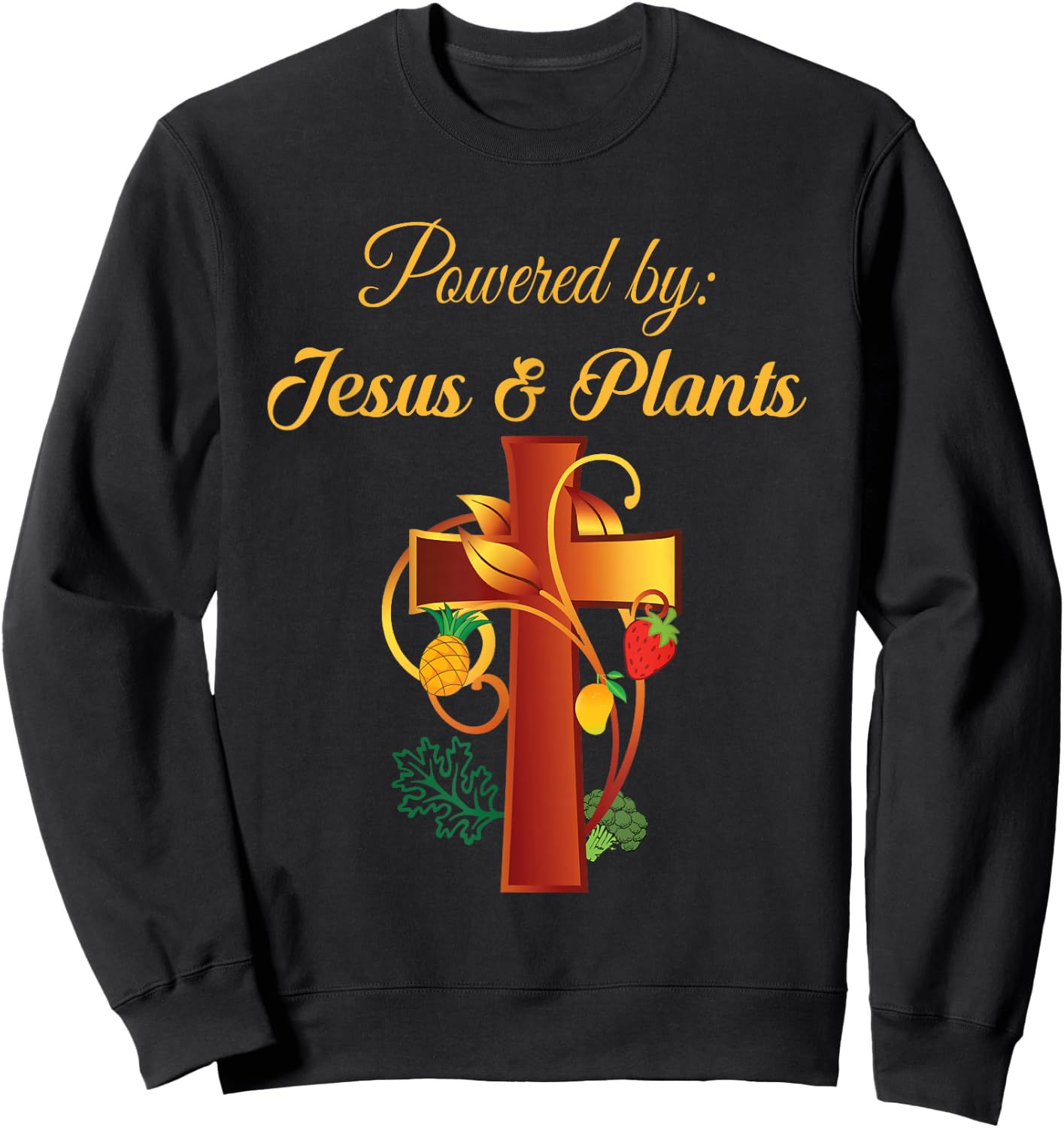 Christian Shirt Jesus and Plants Vegan Vegetarian Christian Sweatshirt - Sweatshirt | Black