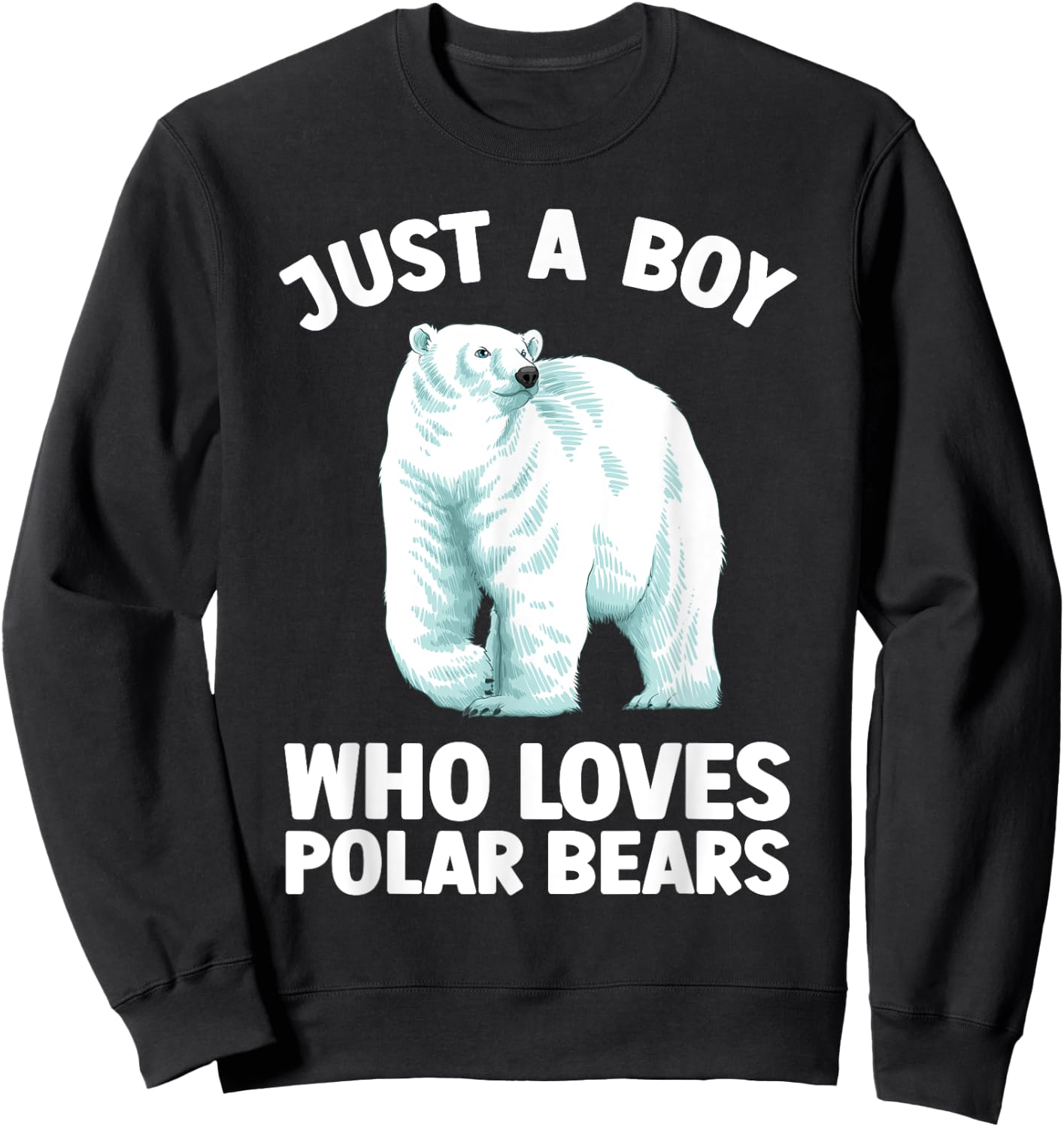 Cute Polar Bear Design Boys Arctic Polar Bear Lover Sweatshirt - Sweatshirt | Black