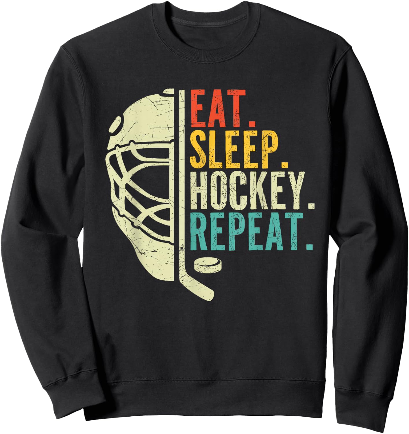 Eat Sleep Hockey Repeat Funny Boys Hockey Player Sweatshirt - Sweatshirt | Black