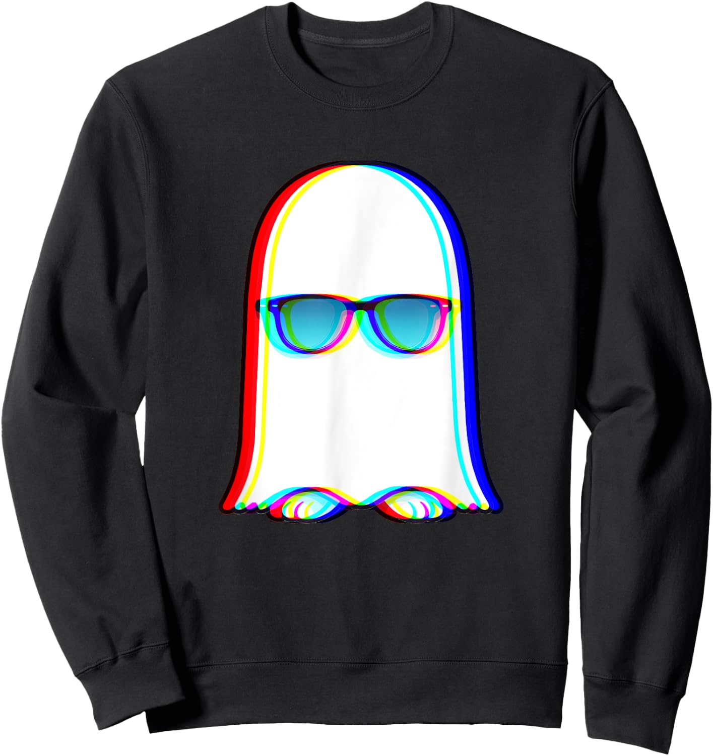 Ghost Trippy Vaporwave Halloween Techno Rave EDM Men Sweatshirt - Sweatshirt | Black