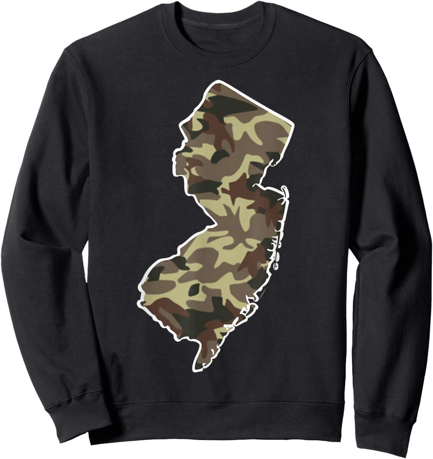 New Jersey Pride Hunting Military Camo NJ State Map Sweatshirt - Sweatshirt | Black