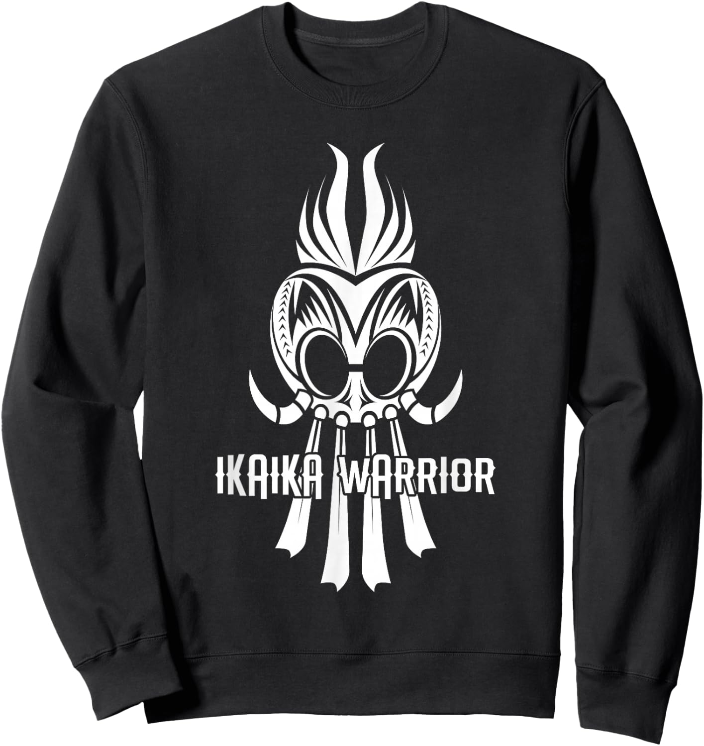 Ikaika Hawaiian Mythic Koa Tribal Warrior Sweatshirt - Sweatshirt | Black