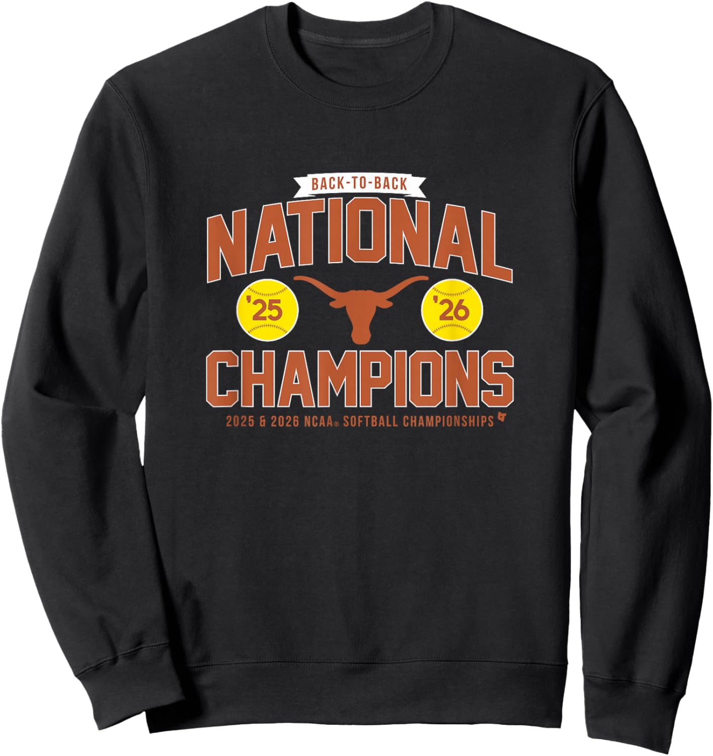 Texas Softball - Back-to-Back NCAA Champions Classic Sweatshirt - Sweatshirt | Black