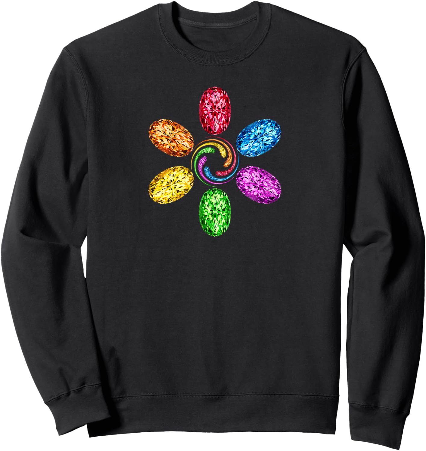 All Stones Rainbow Spiral Chakra Sweatshirt - Sweatshirt | Black