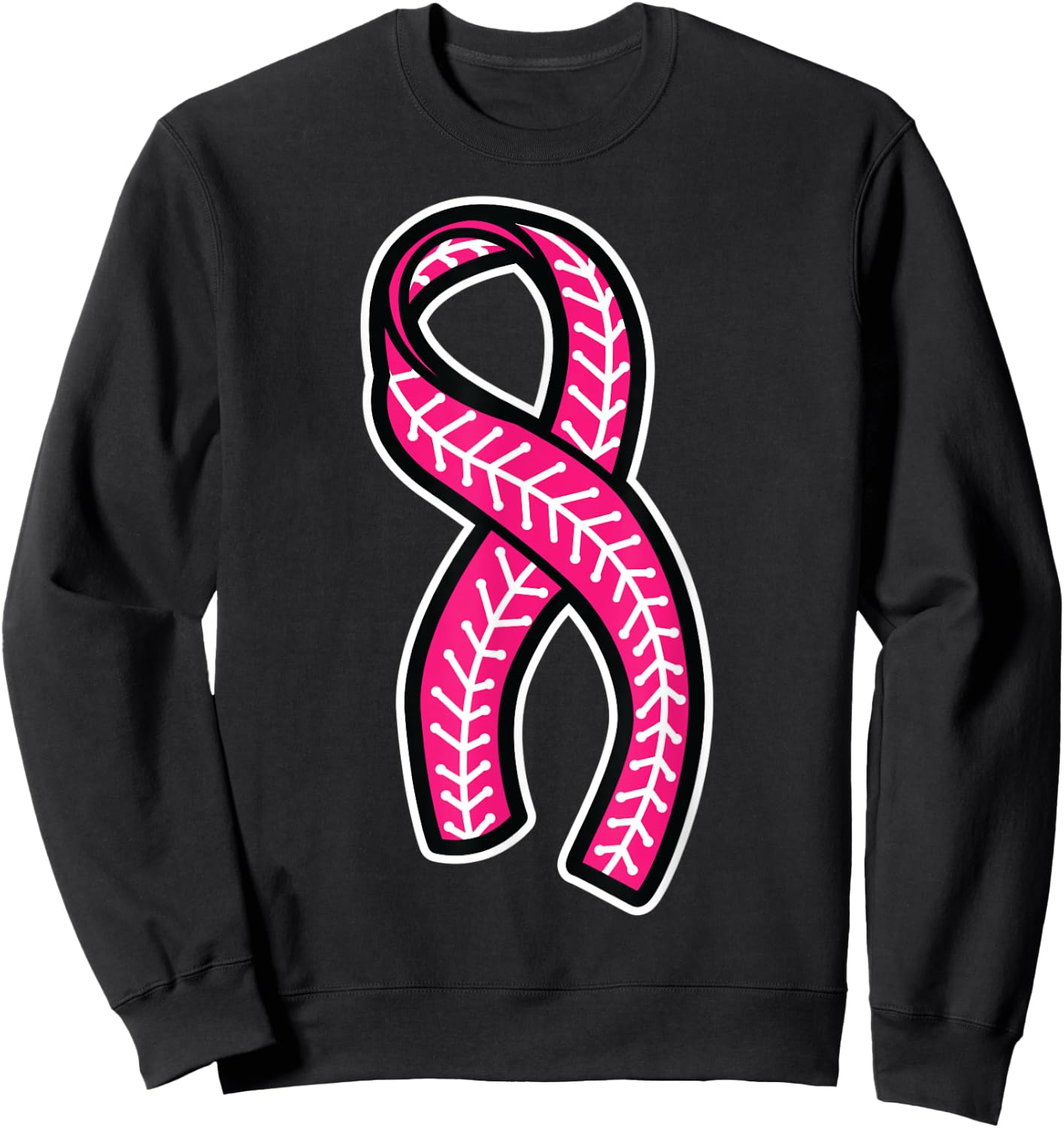 Baseball Pink Ribbon Breast Cancer Awareness Shirt Sweatshirt - Sweatshirt | Black